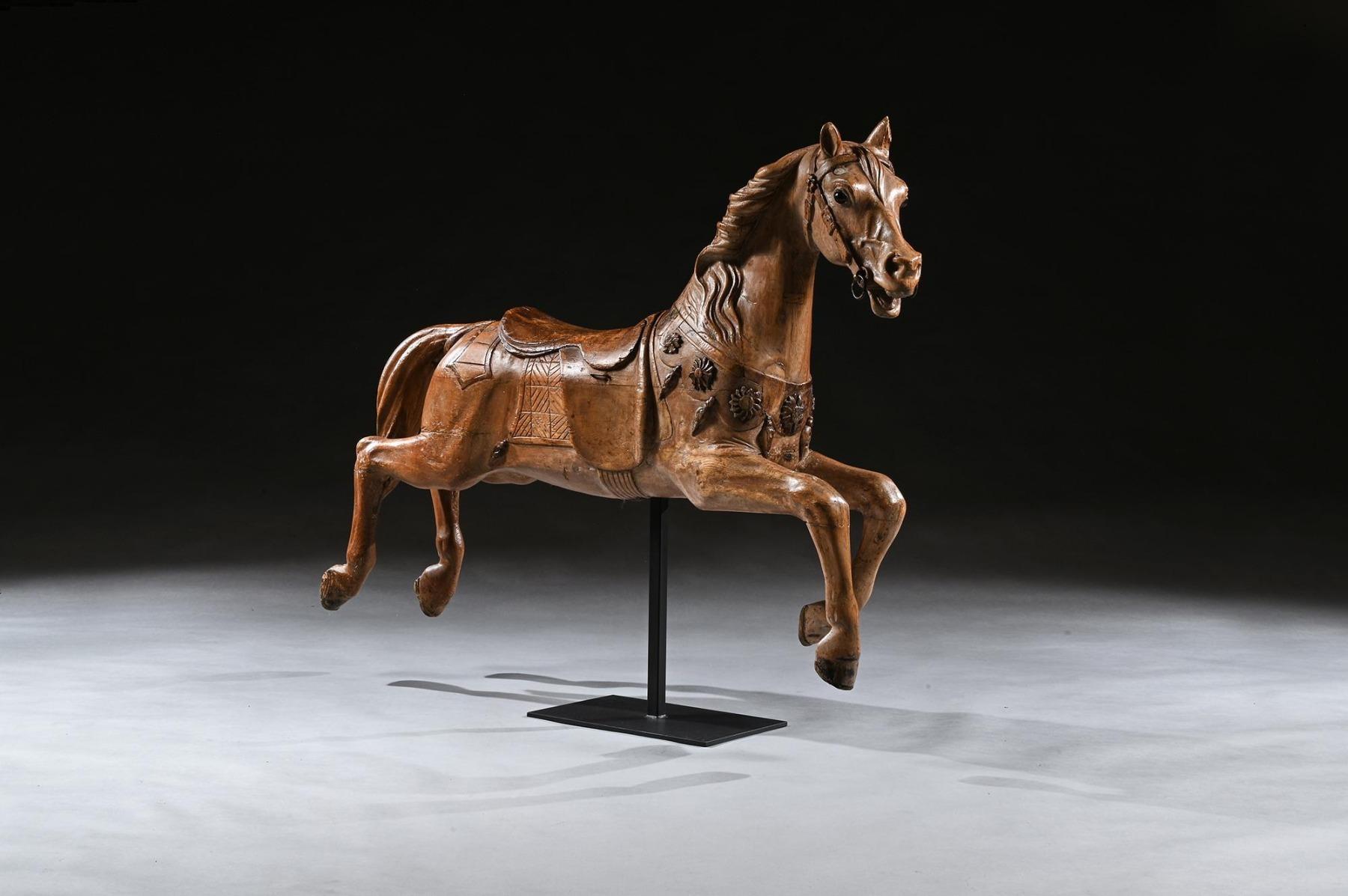 A wonderful example of a late 19th century Gustav Bayol Carousel Horse.



France circa 1900.



This glorious example is by one of the best showing the skill this particular artisan had….Boyal was born in Avignon, France in 1859. His father