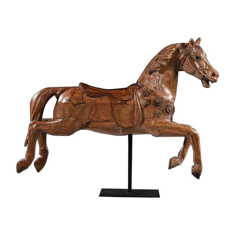 Antique Gustav Bayol Jumping Carousel Horse Late 19th Century