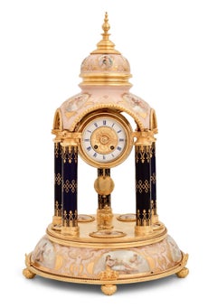 Antique Gustav Becker Royal Vienna Bronze-Mounted Porcelain Mantel Clock, 19th C