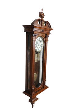 Antique Gustav Becker Vienna German Carved Victorian Walnut Regulator Wall Clock
