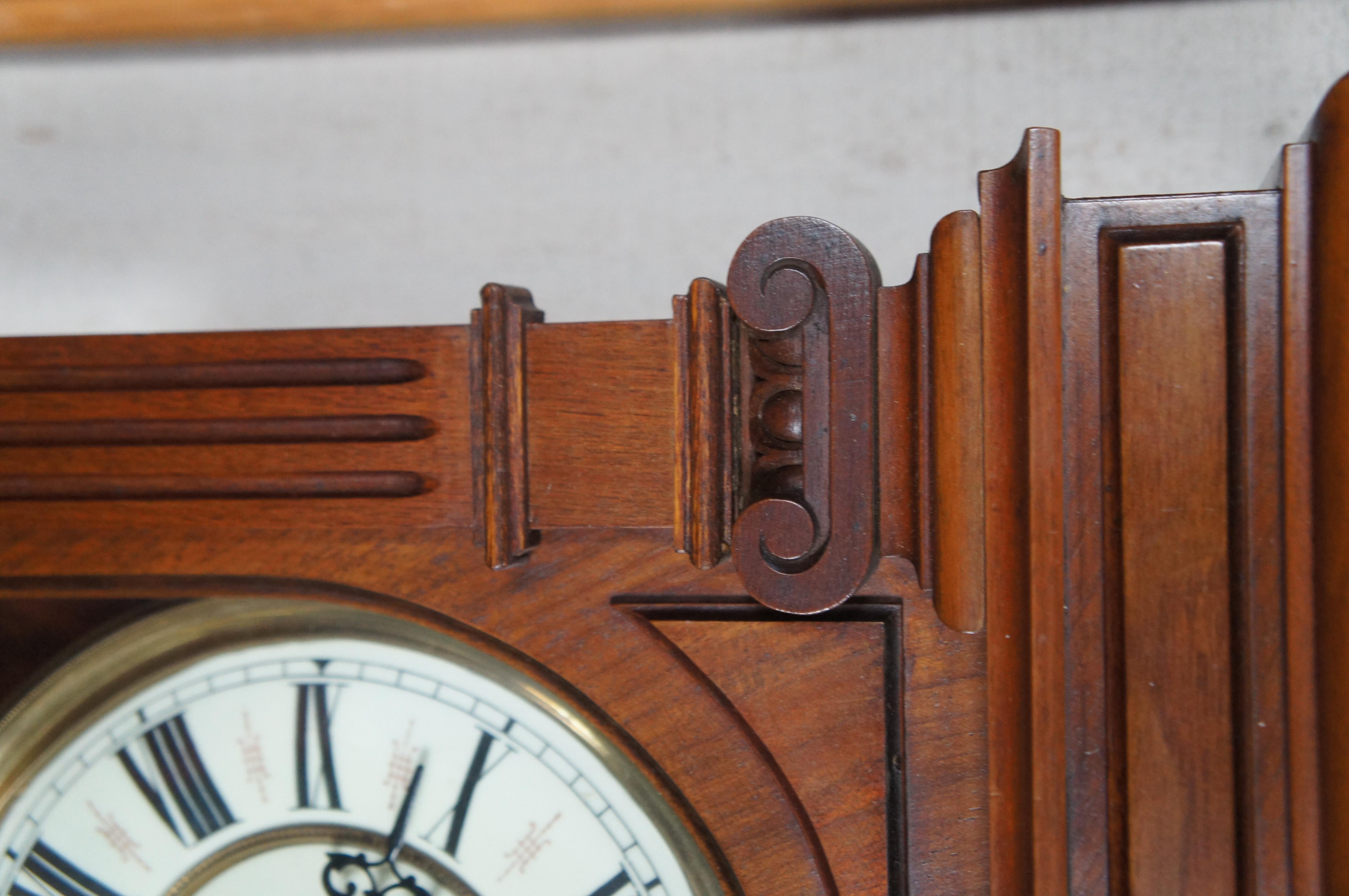 Antique Gustav Becker Vienna German Carved Victorian Walnut Regulator Wall Clock 1