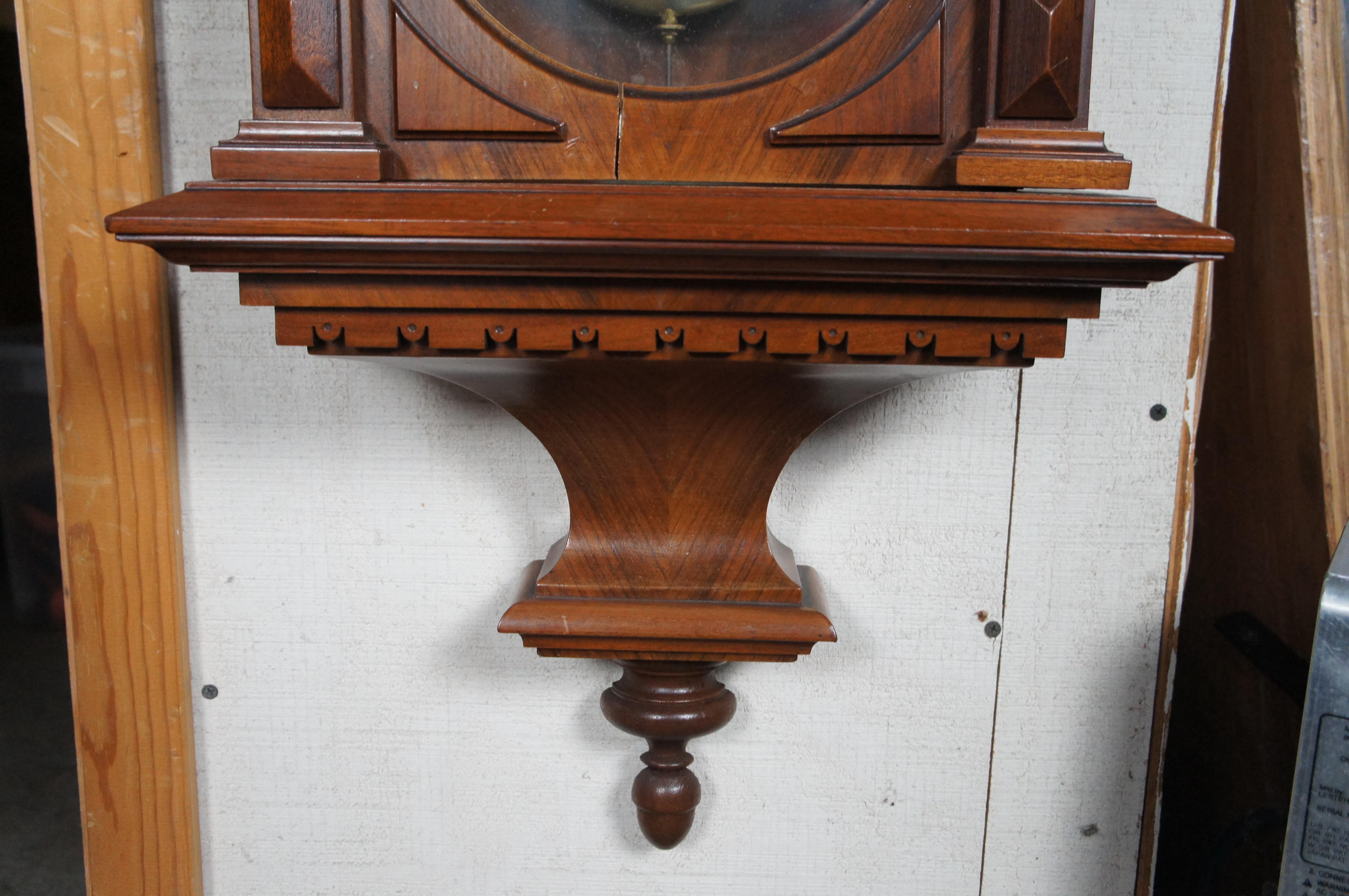 Antique Gustav Becker Vienna German Carved Victorian Walnut Regulator Wall Clock 2
