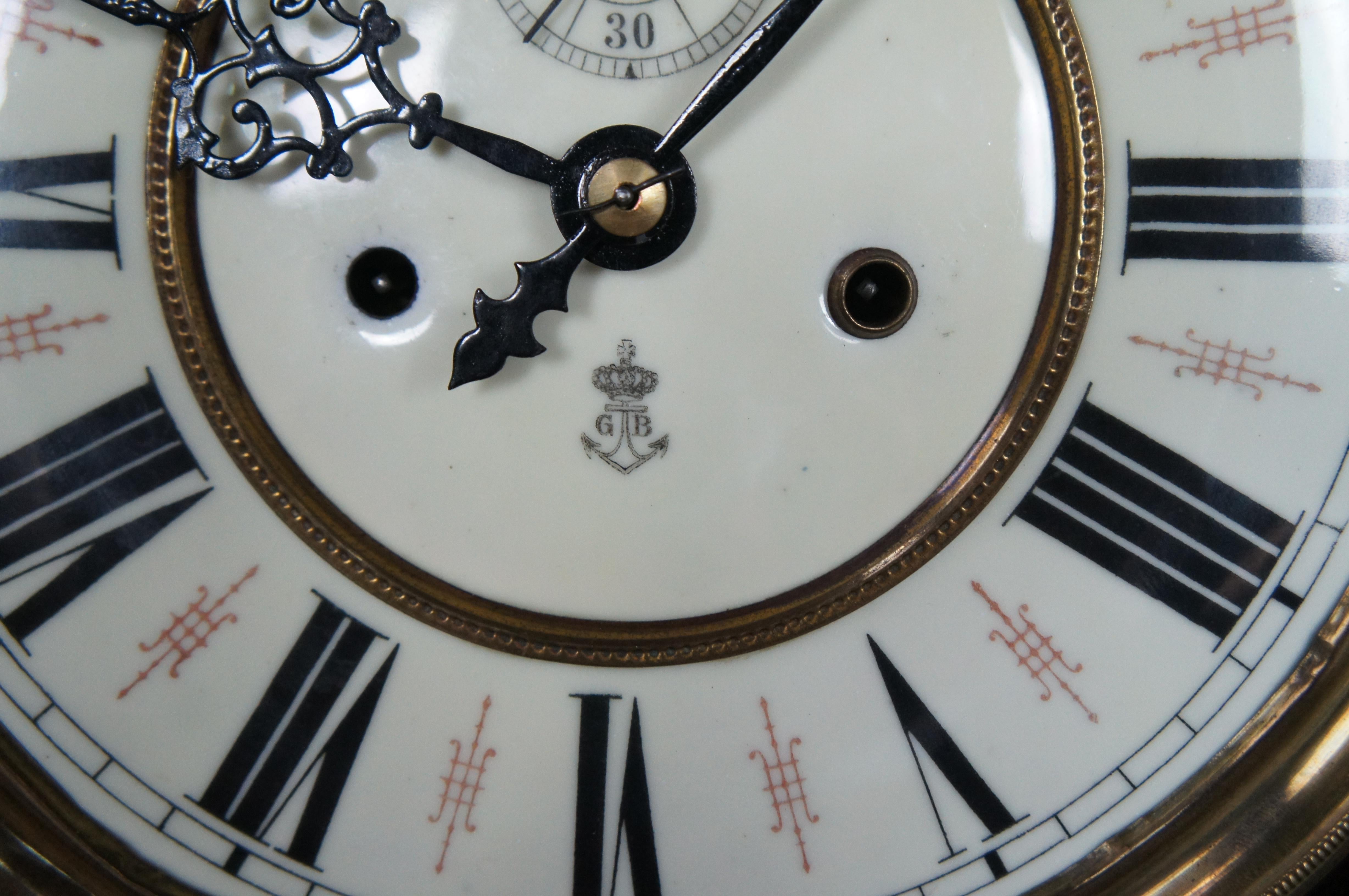 Antique Gustav Becker Vienna German Carved Victorian Walnut Regulator Wall Clock 5