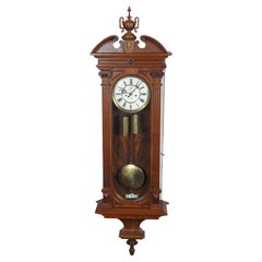 Antique Gustav Becker Vienna German Carved Victorian Walnut Regulator Wall Clock
