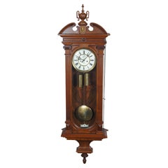 Antique Gustav Becker Vienna German Carved Victorian Walnut Regulator Wall Clock