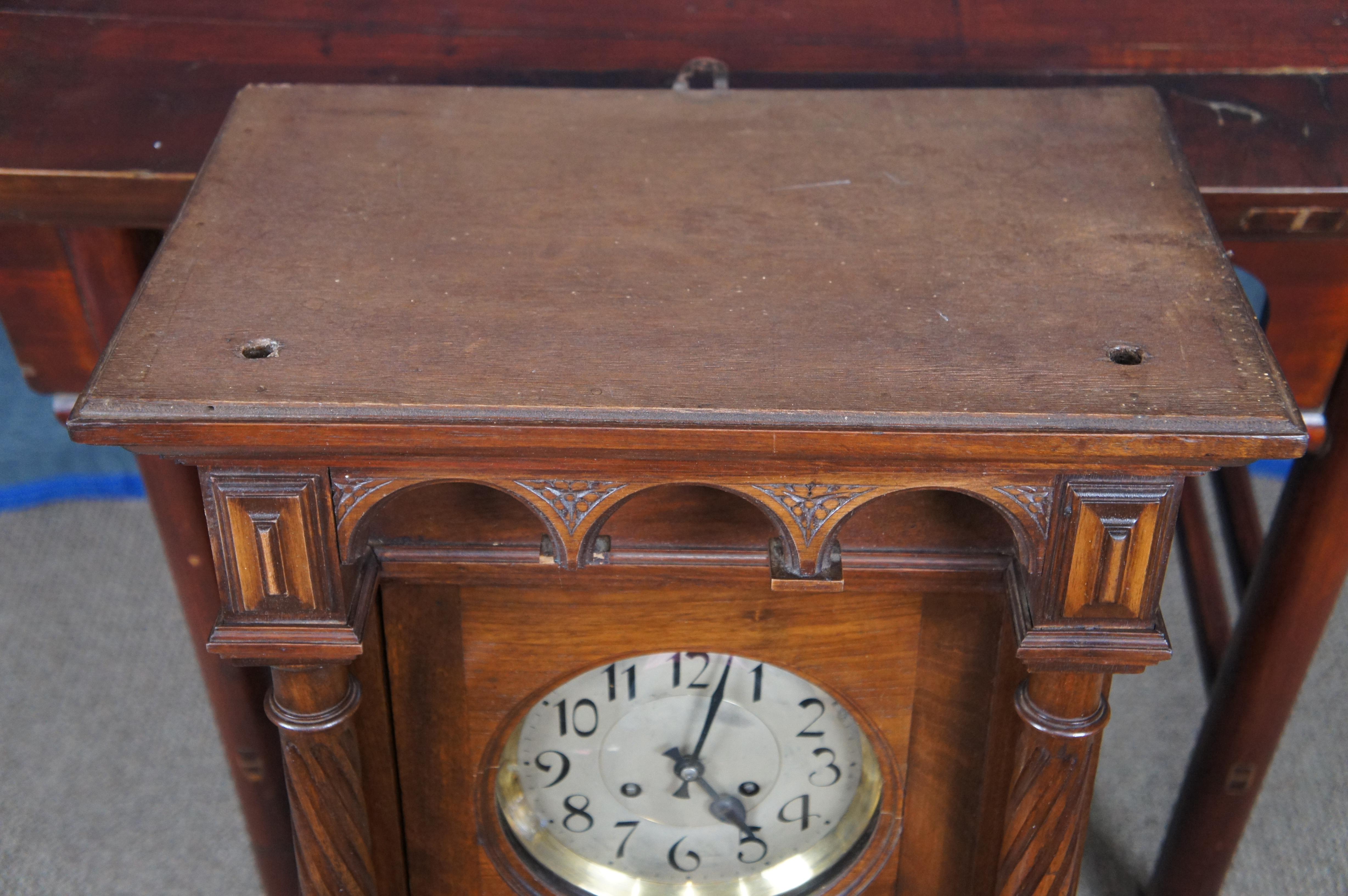 Antique Gustav Becker Vienna German Carved Walnut Wall Clock DRP 37