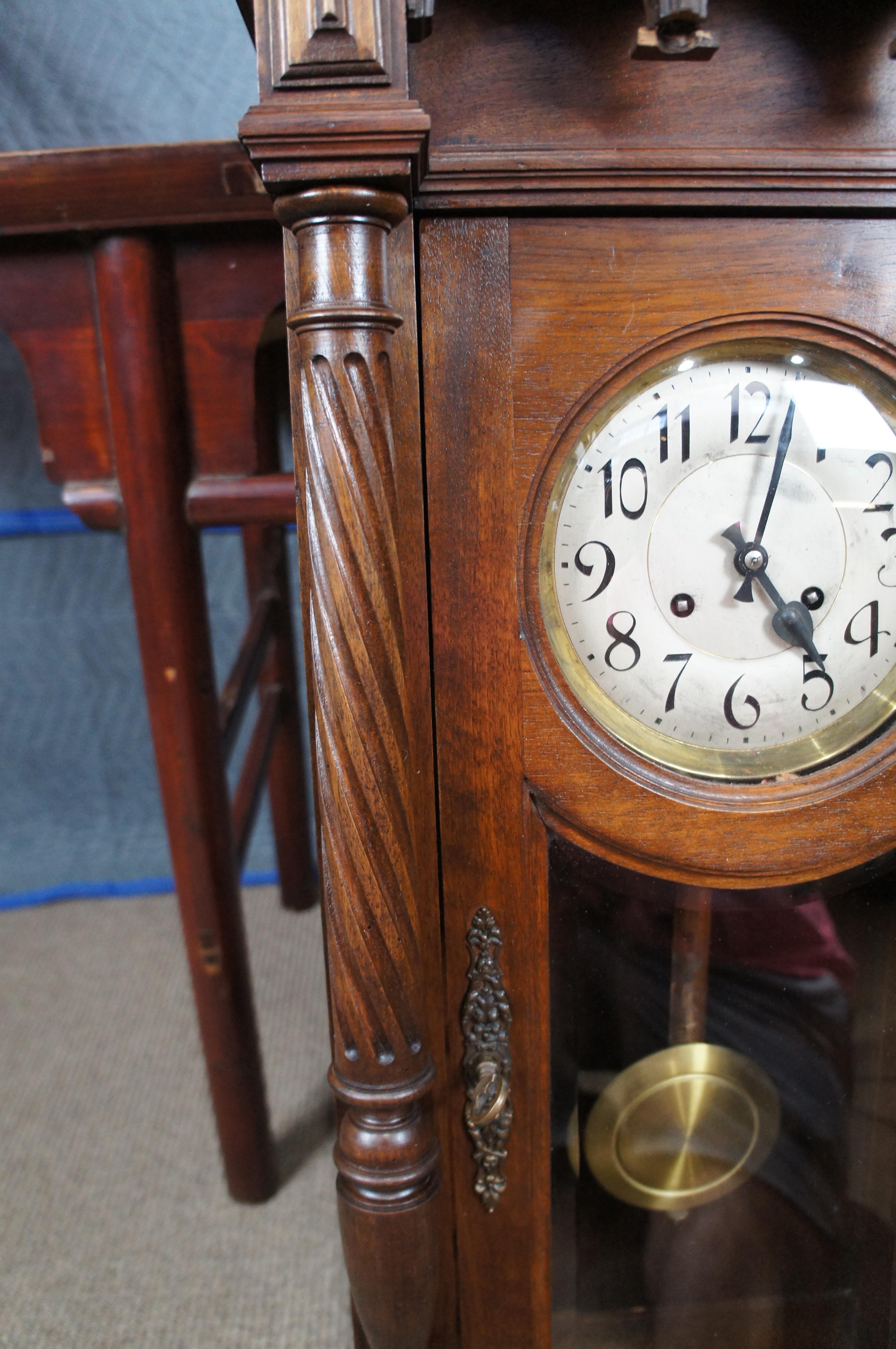 Antique Gustav Becker Vienna German Carved Walnut Wall Clock DRP 37