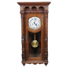Antique Gustav Becker Vienna German Carved Walnut Wall Clock DRP 37"