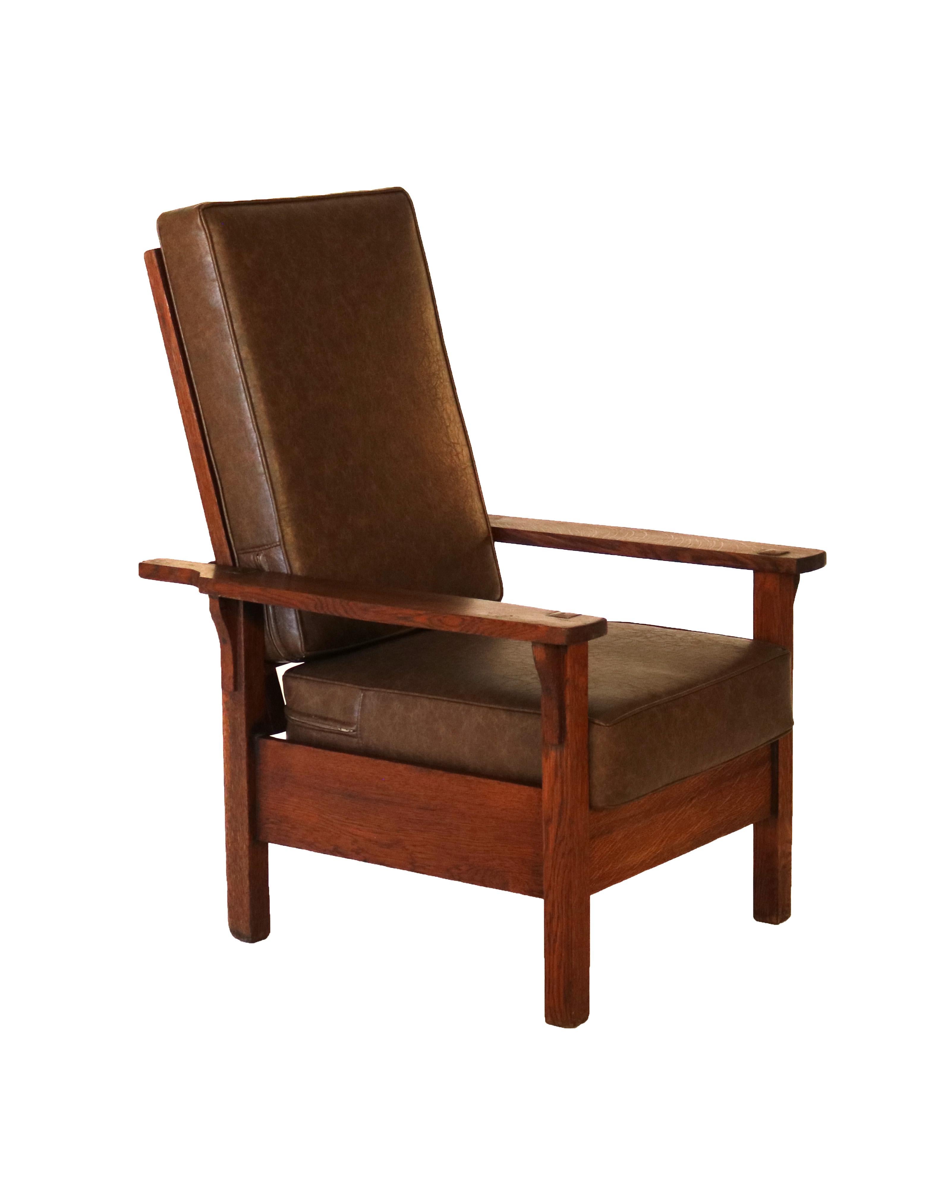***Reduced In-House Delivery Rates - Click on “Ask Seller” to Request a Quote***

Antique Gustav Stickley Arts & Crafts Mission Oak Morris Chair C1910

Measures - 44