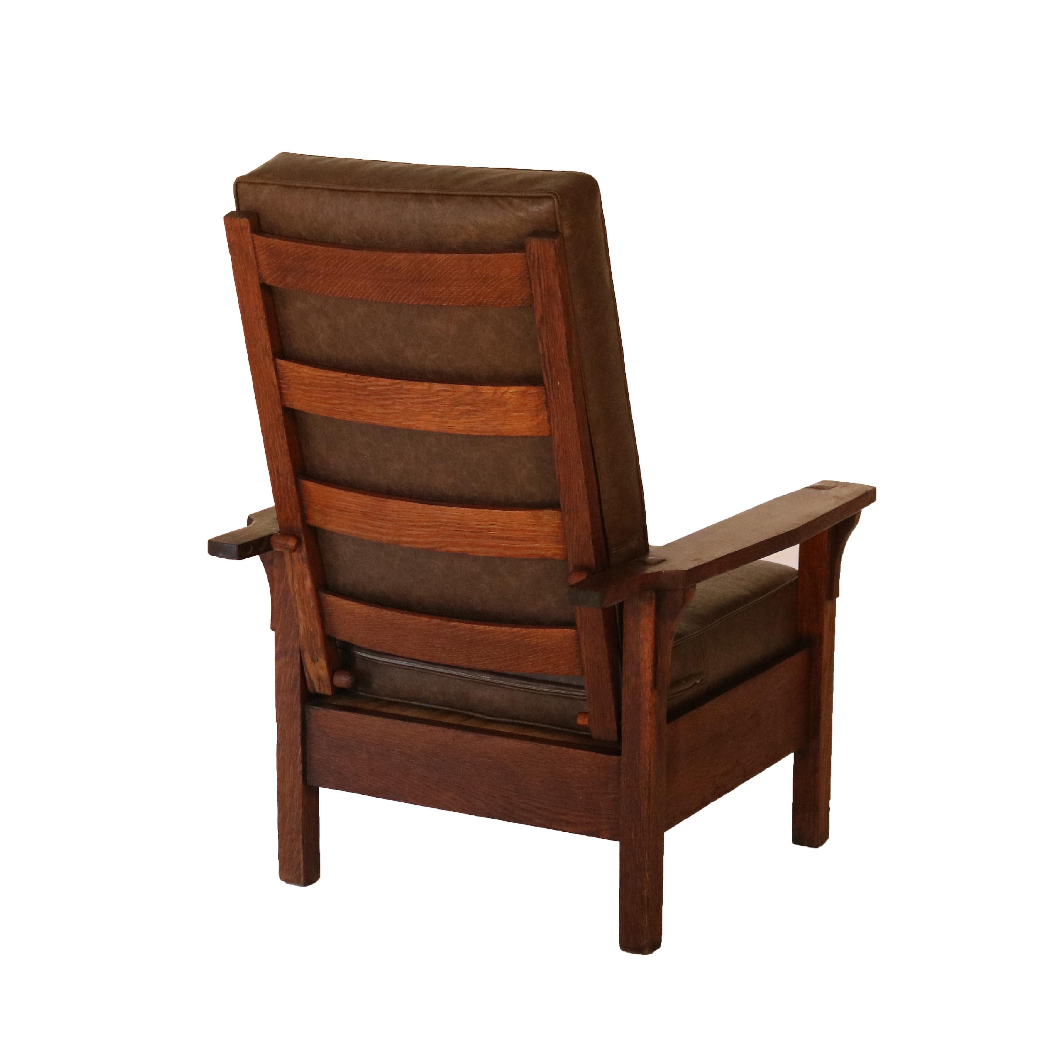 Arts and Crafts Antique Gustav Stickley Arts & Crafts Mission Oak Morris Chair C1910