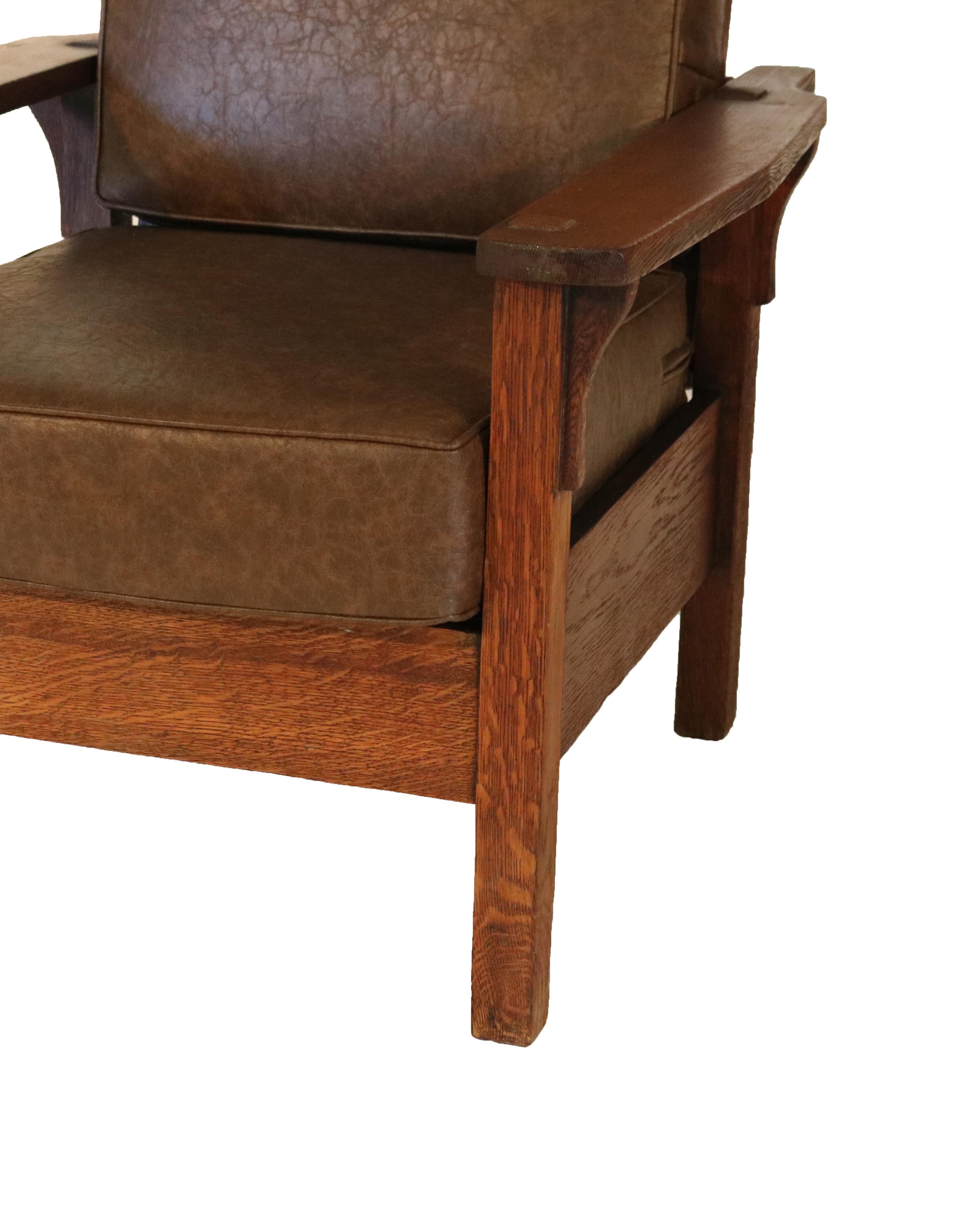 Antique Gustav Stickley Arts & Crafts Mission Oak Morris Chair C1910 1
