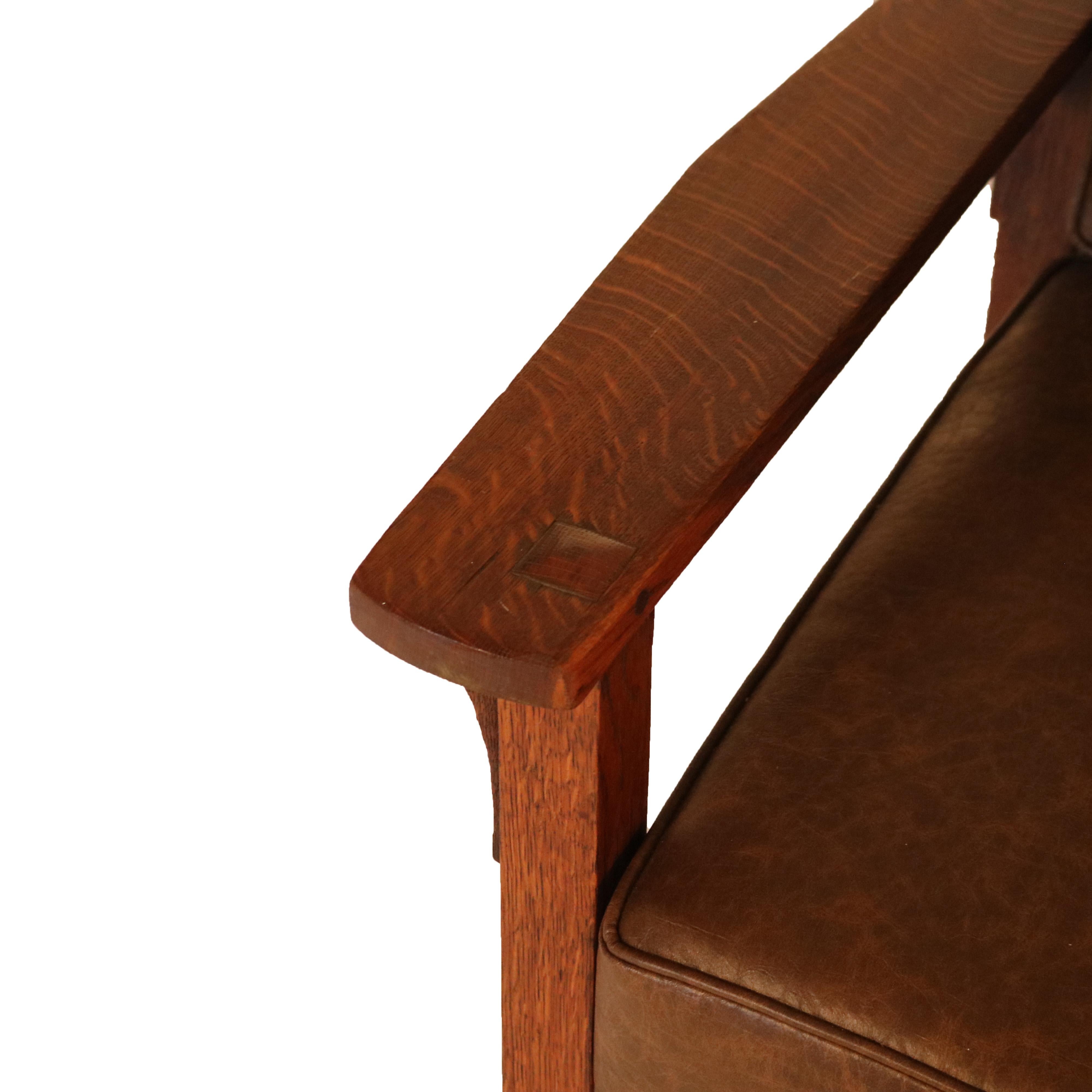 Antique Gustav Stickley Arts & Crafts Mission Oak Morris Chair C1910 3