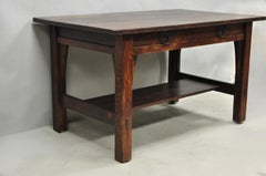 Antique Gustav Stickley Arts & Crafts Mission Oak Two Drawer Library Table Desk