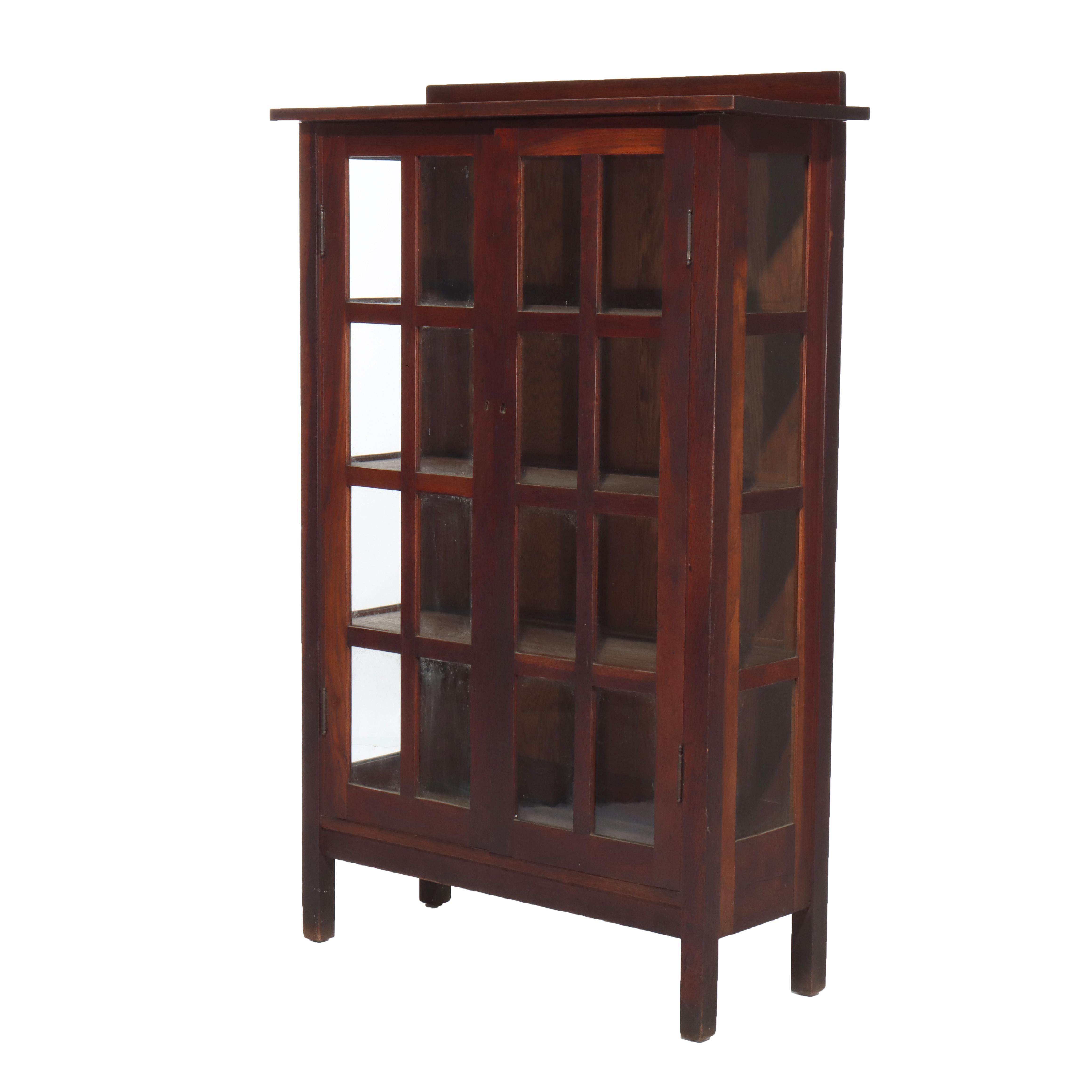 Arts and Crafts Antico Gustav Stickley attr. Libreria a due ante in Oak Arts & Crafts C1910 in vendita