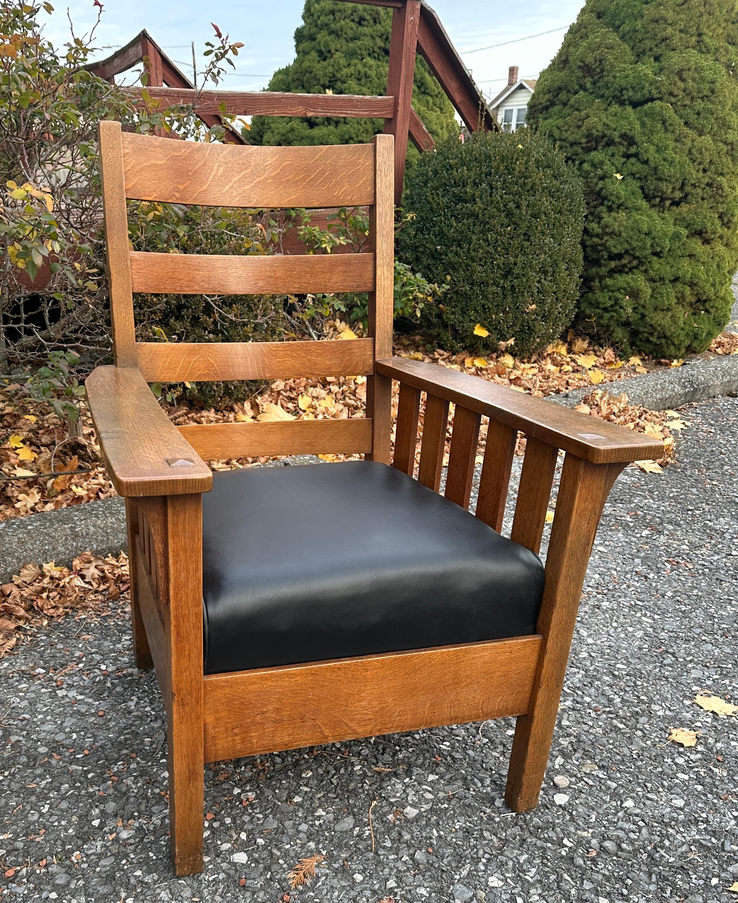Antique Charles Stickley Large Chair with Slats.  Marked! - W8106      MUST SELL For Sale 7