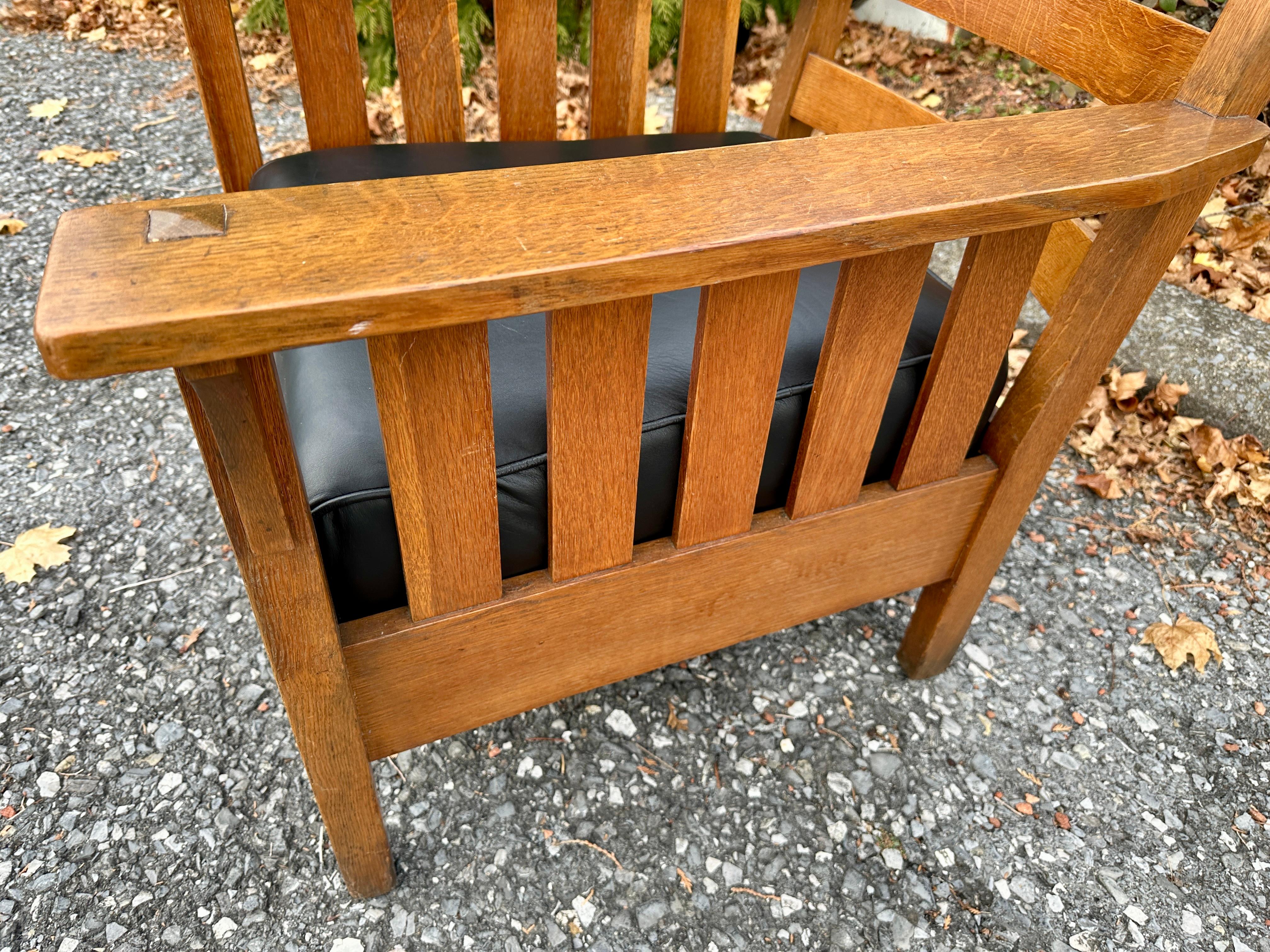 Arts and Crafts Antique Charles Stickley Large Chair with Slats.  Marked! - W8106      MUST SELL For Sale