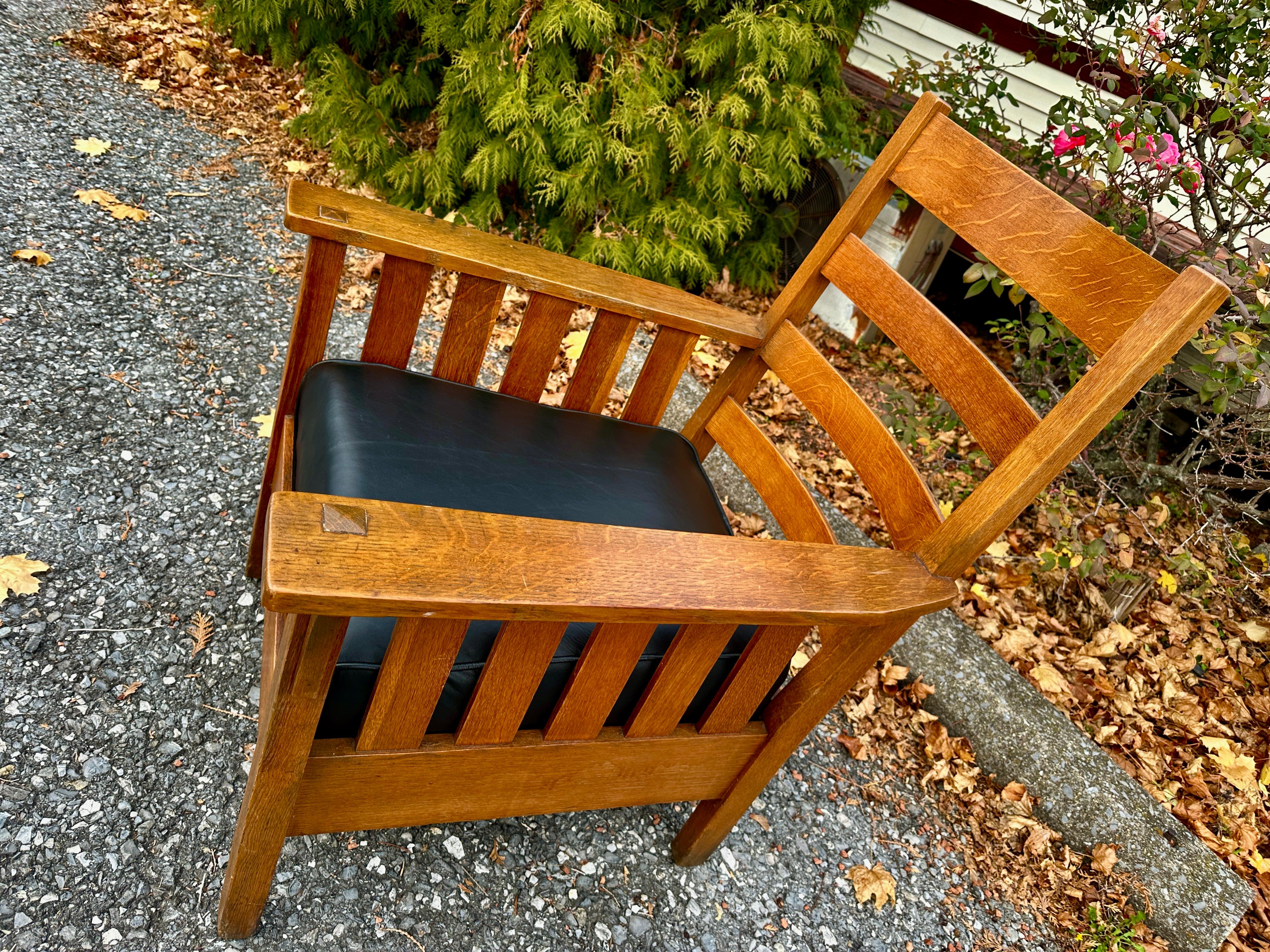 American Antique Charles Stickley Large Chair with Slats.  Marked! - W8106      MUST SELL For Sale