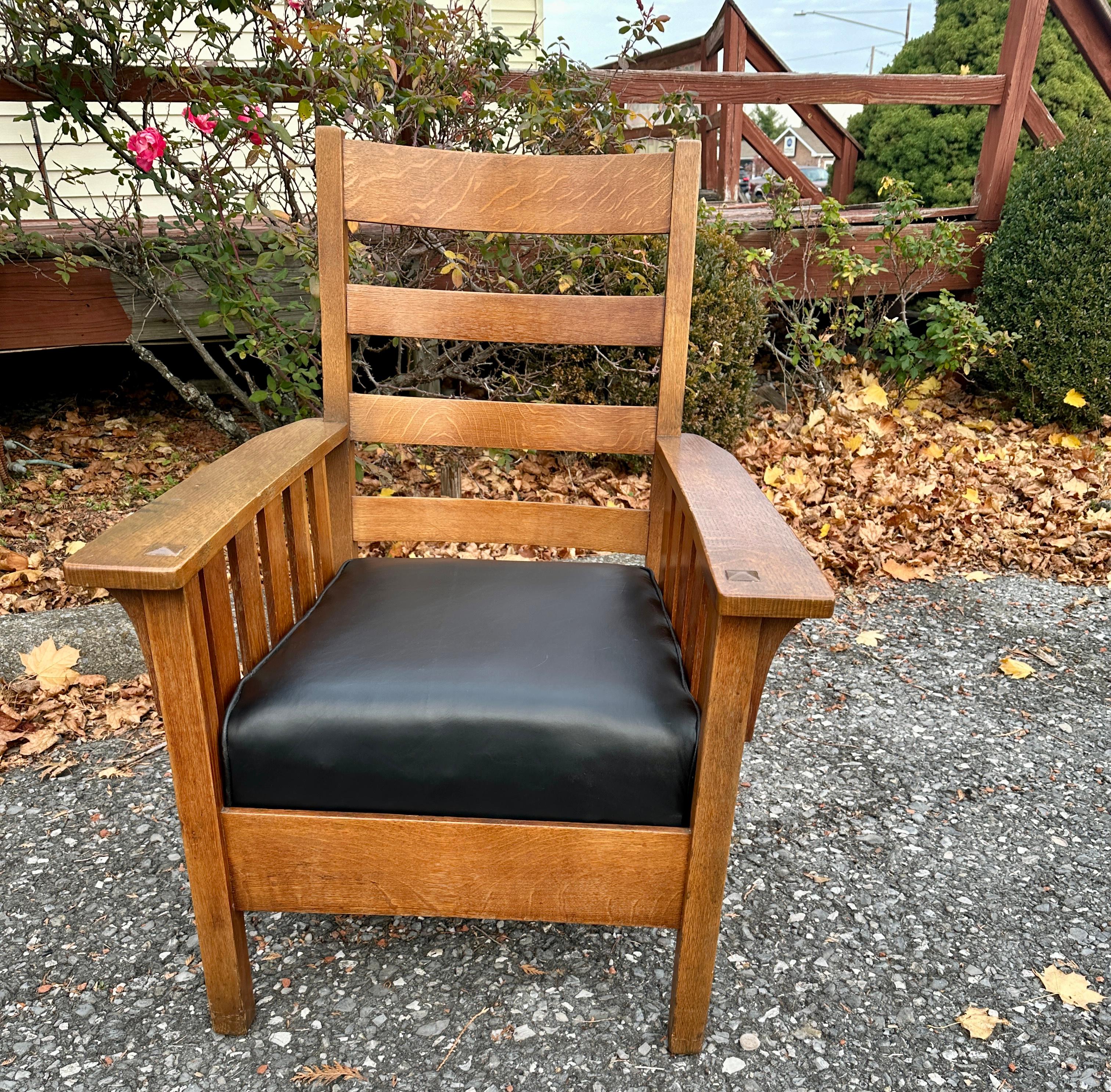Antique Charles Stickley Large Chair with Slats.  Marked! - W8106      MUST SELL For Sale 1