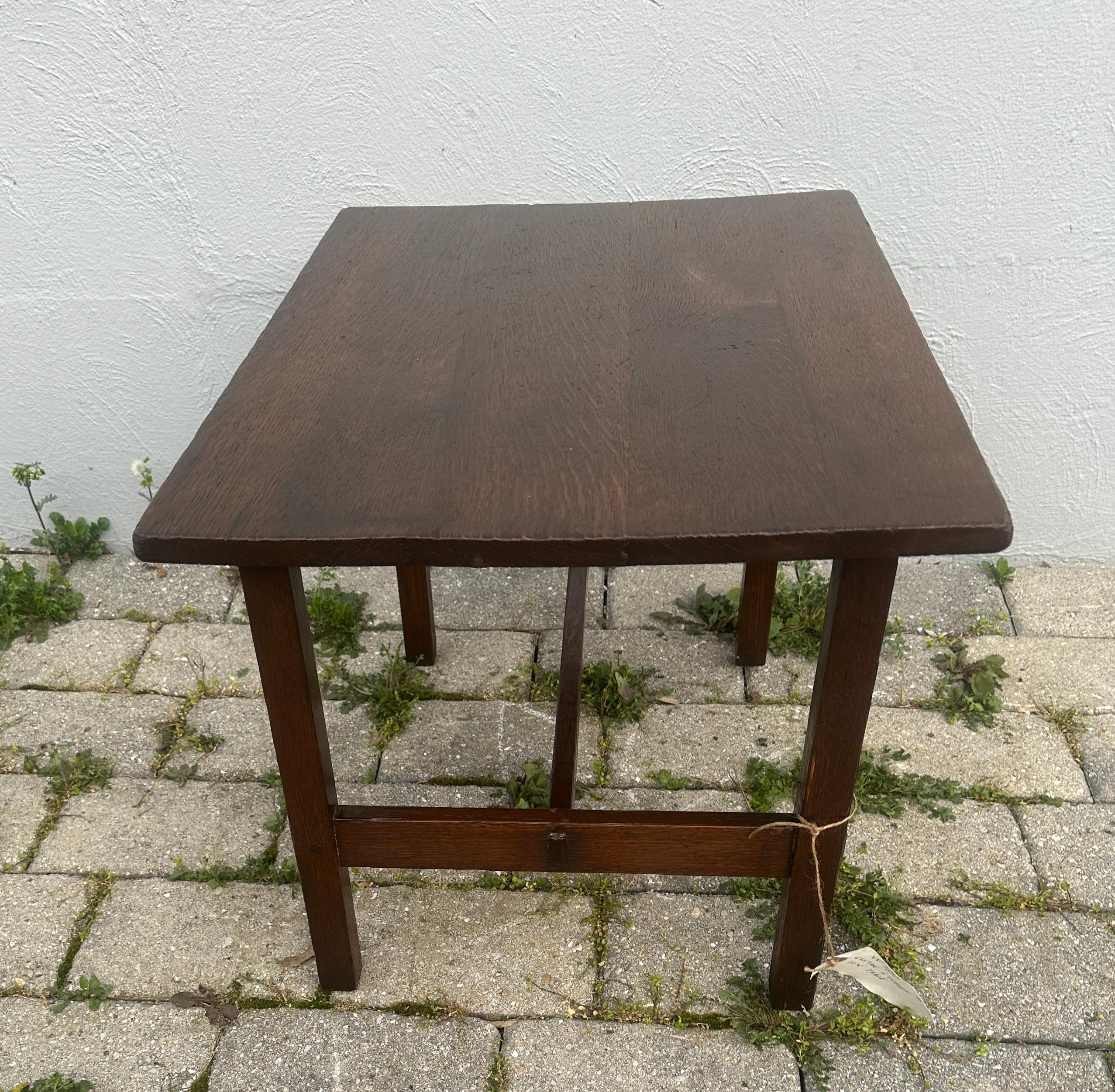 This is a Gustav Stickley Low Table made in the early 1900s in very good condition. It has an original paper under the top.  Real Through Tenon construction on every leg.  It looks like it has the original finish.

SALE

                            