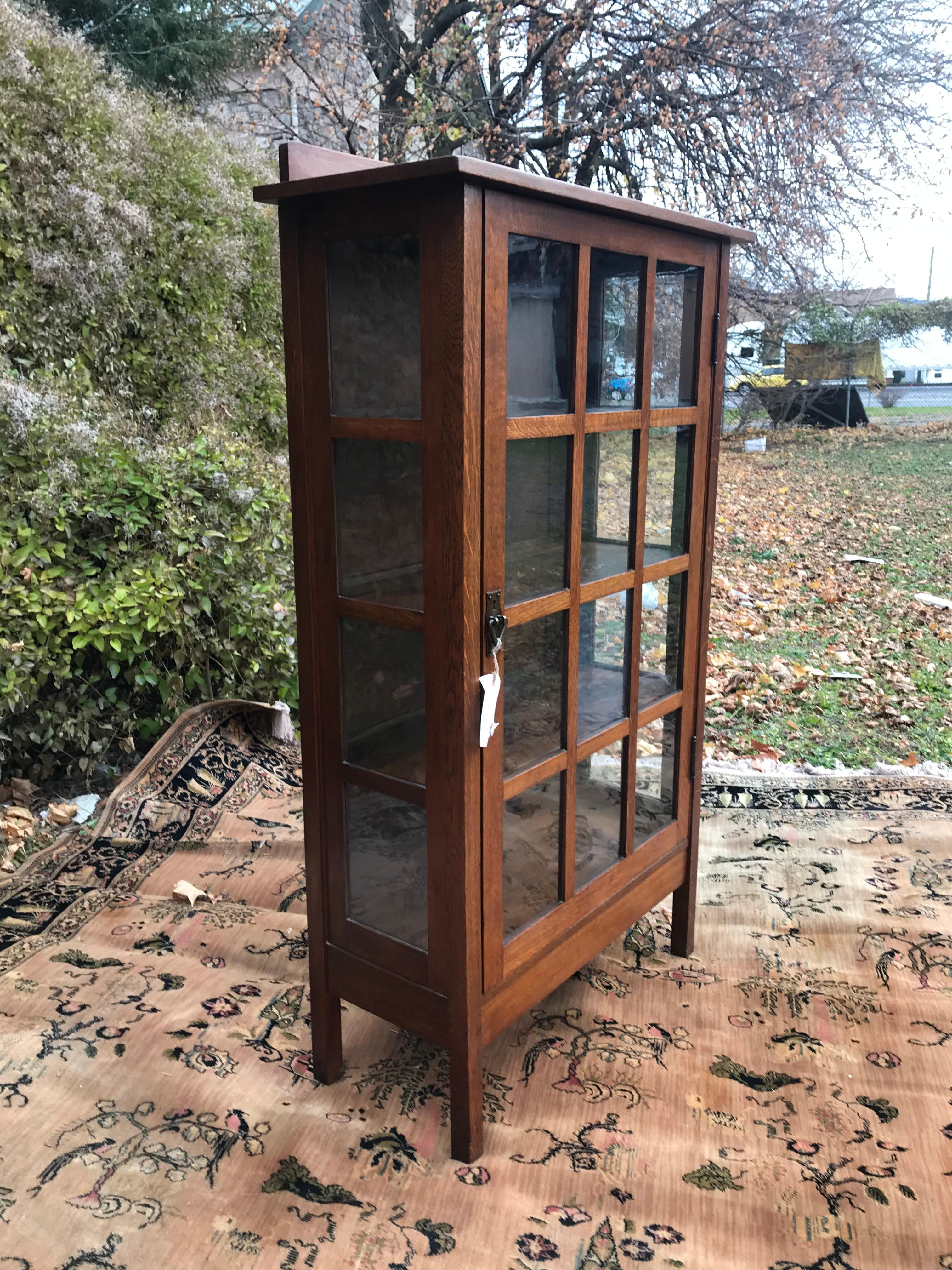 Arts and Crafts Antique Gustav Stickley Model 820 One Door China Cabinet - W5547