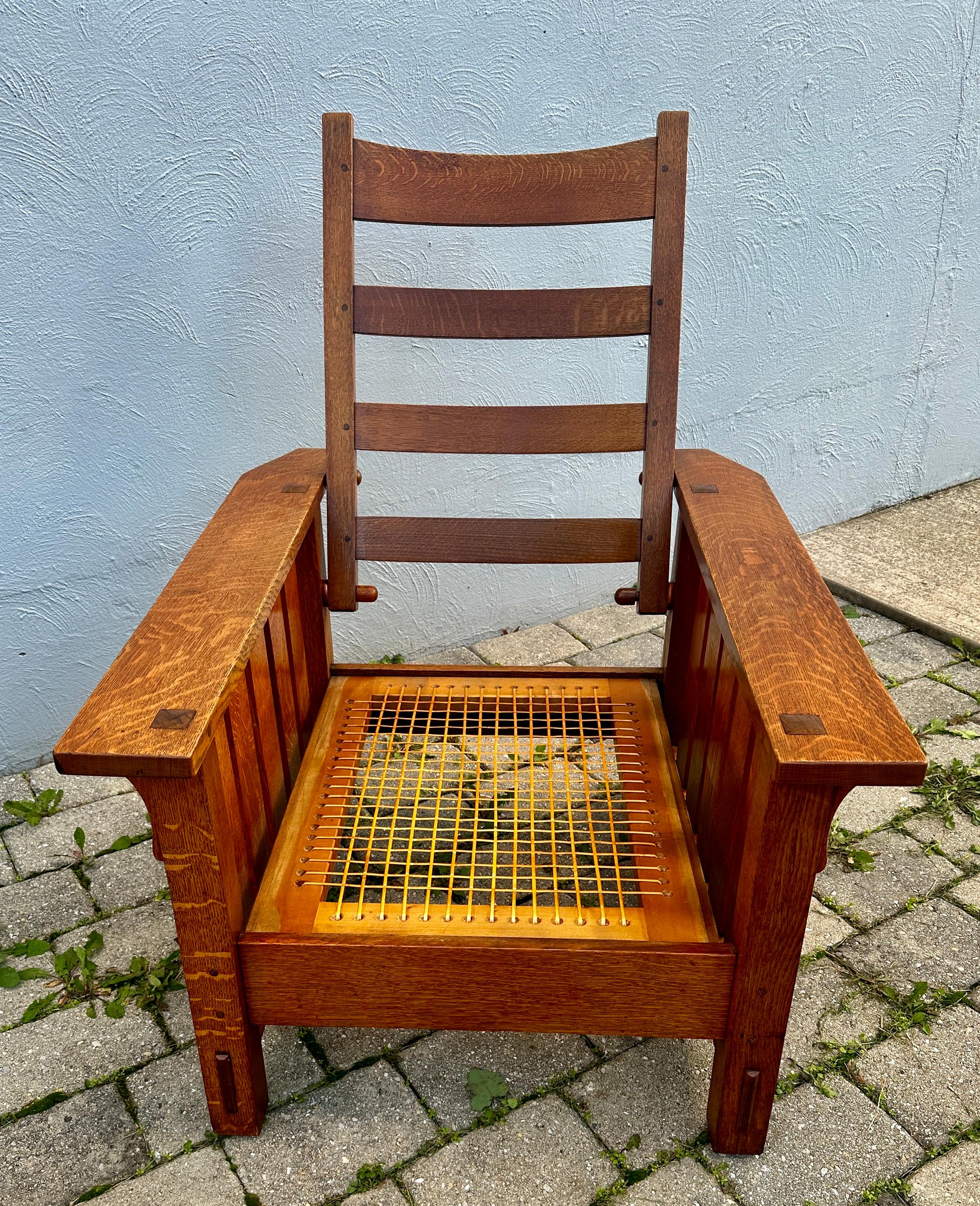 American Antique Gustav Stickley Morris Chair Model # 332 circa 1900