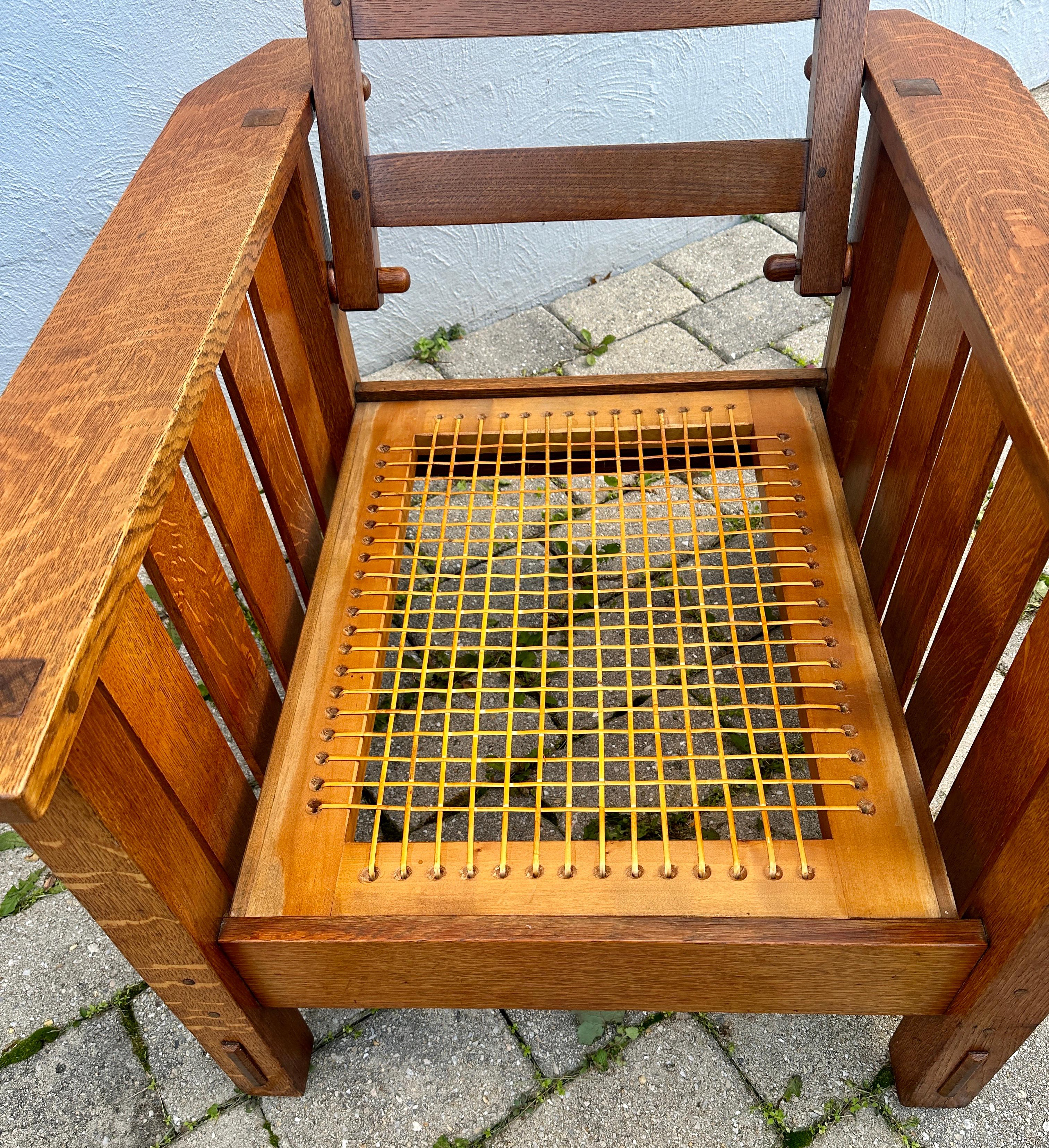 Antique Gustav Stickley Morris Chair Model # 332 circa 1900 1