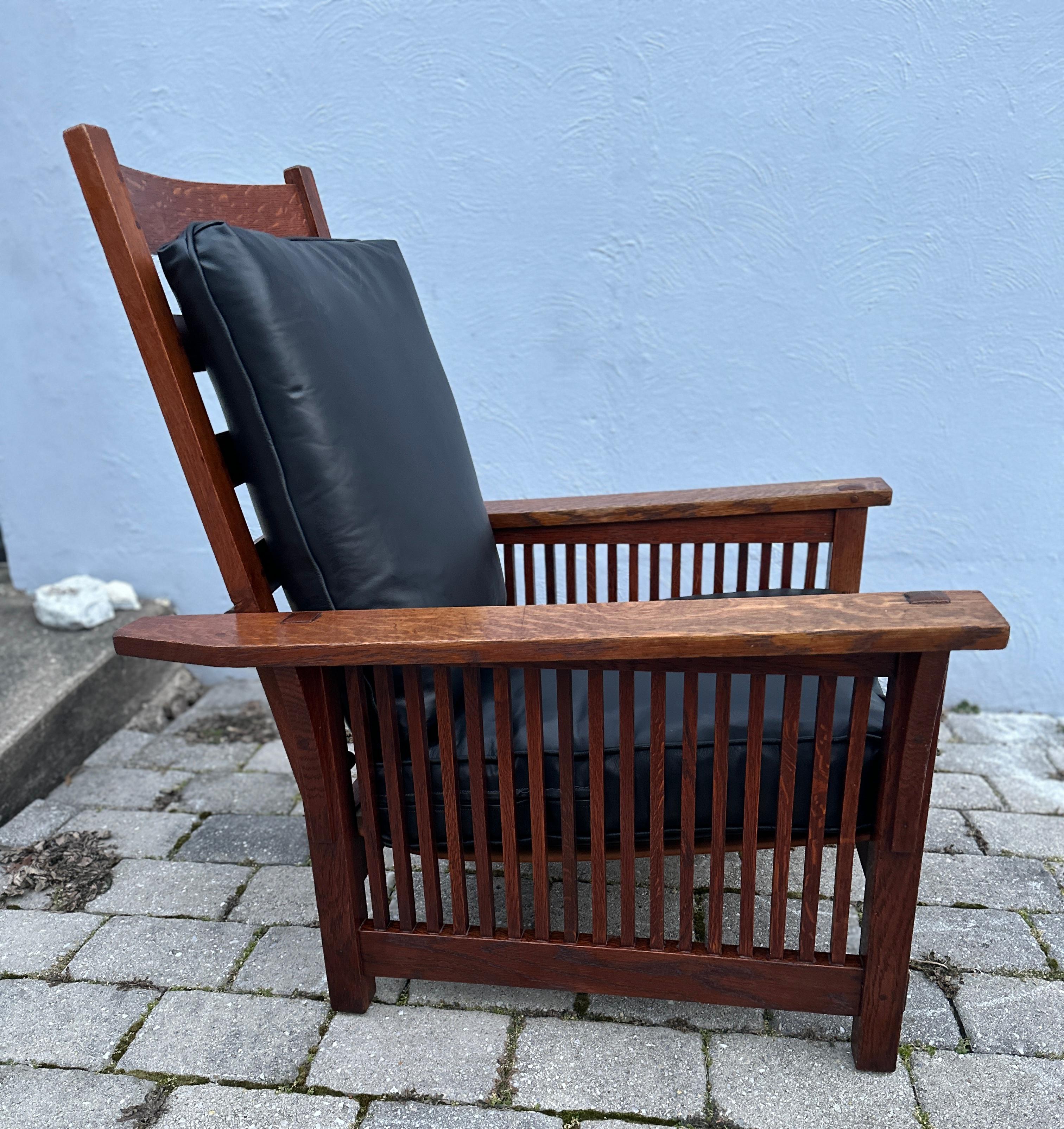 Antique GUSTAV  STICKLEY  spindle  Morris Chair, recliner - W7811 7