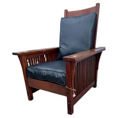 Antique GUSTAV  STICKLEY  spindle  Morris Chair, recliner - W7811
