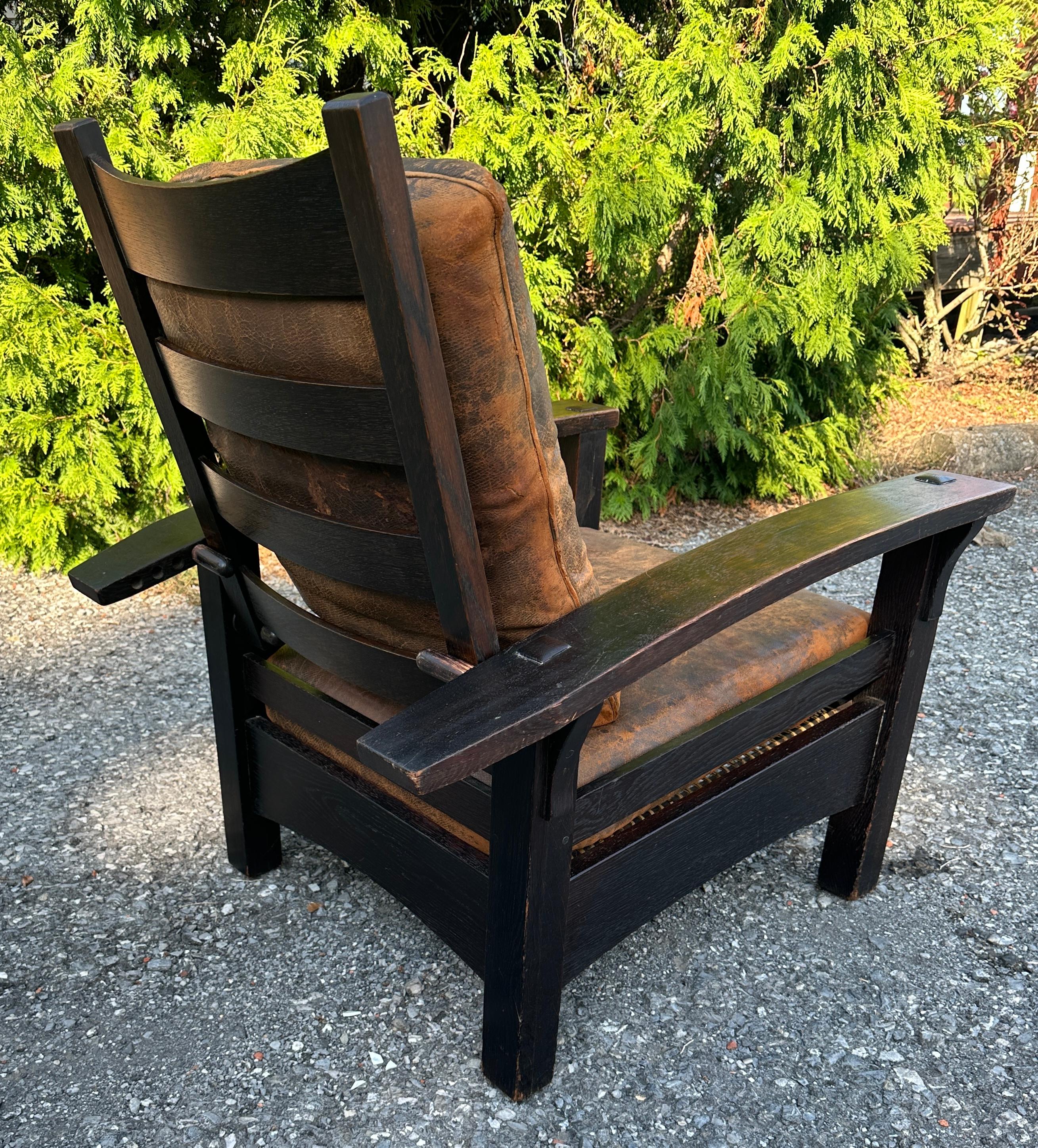 Antique GUSTAV STICKLEY  Special Morris Chair from 1901 - W7669   A SPECIAL SALE 6