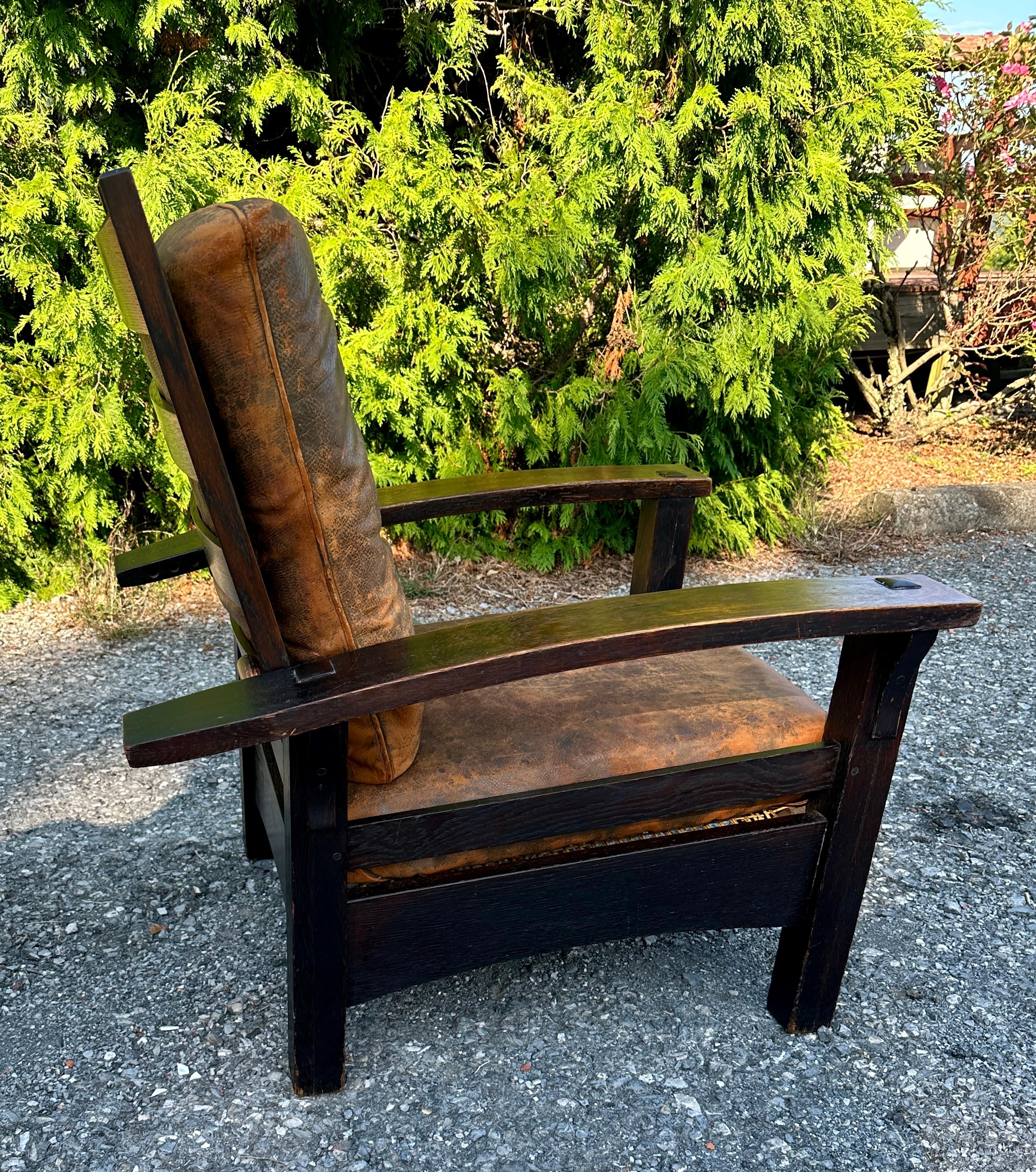 Antique GUSTAV STICKLEY  Special Morris Chair from 1901 - W7669   A SPECIAL SALE 7