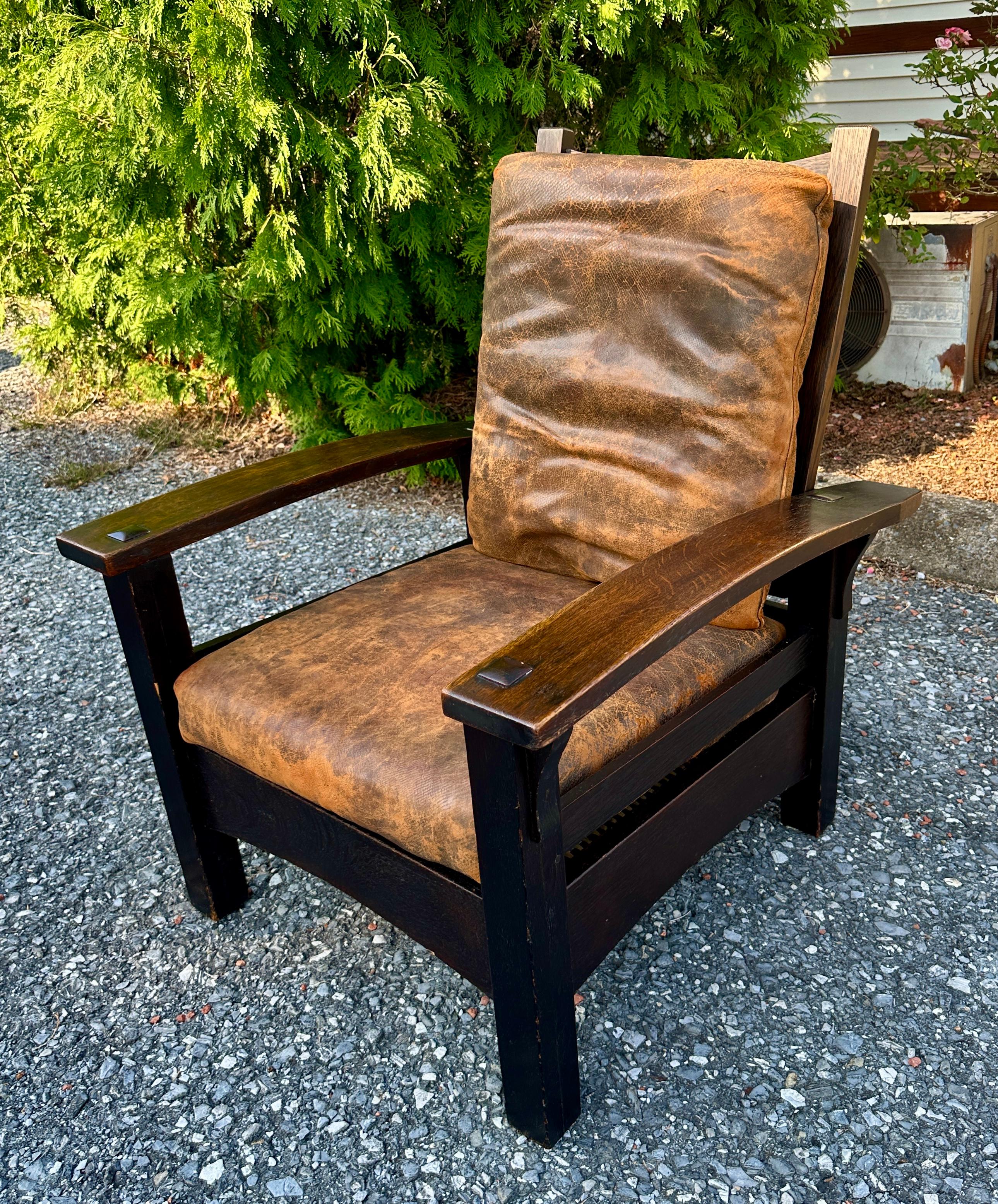 Antique GUSTAV STICKLEY  Special Morris Chair from 1901 - W7669   A SPECIAL SALE 10