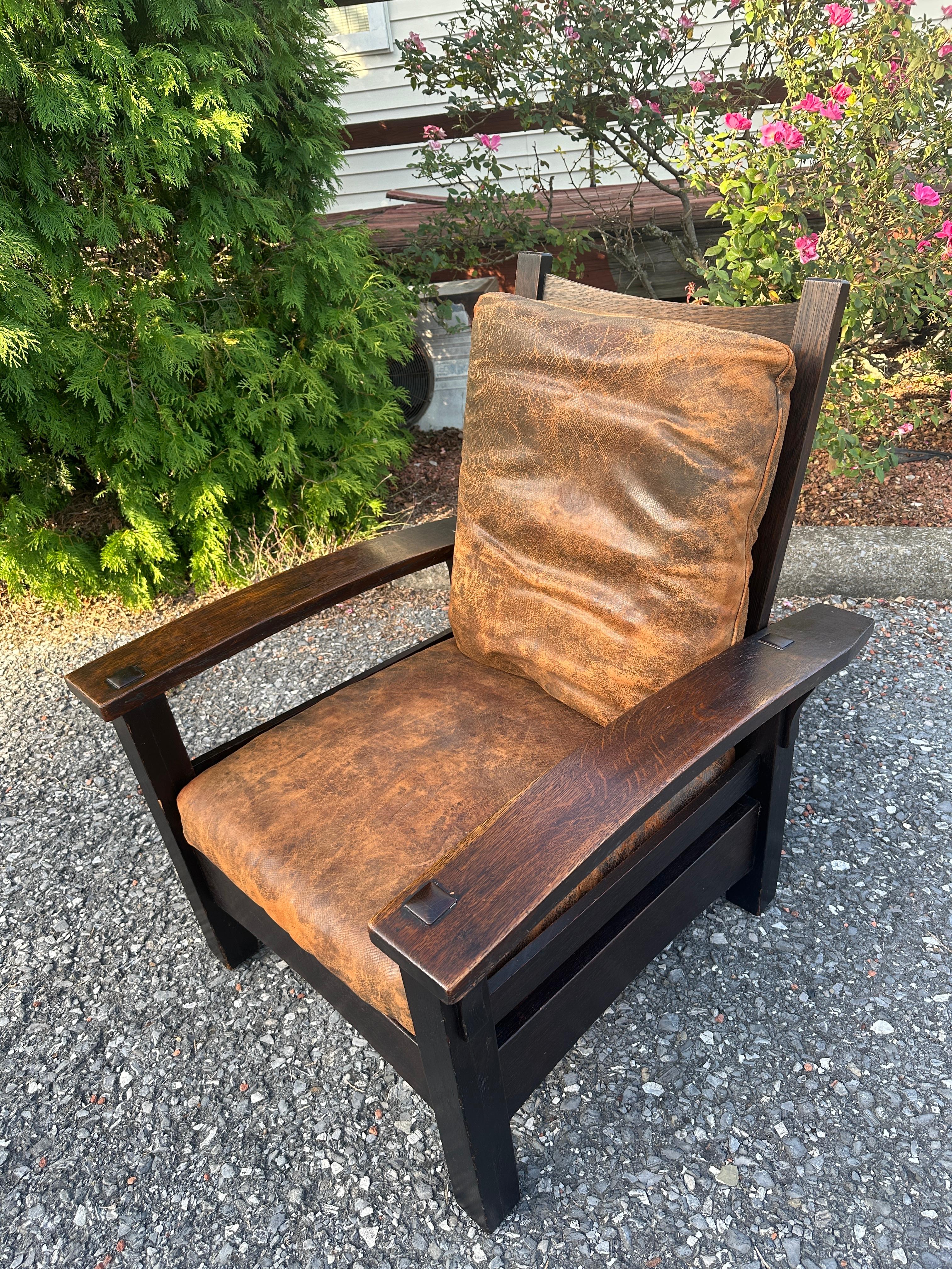 Antique GUSTAV STICKLEY  Special Morris Chair from 1901 - W7669   A SPECIAL SALE 12