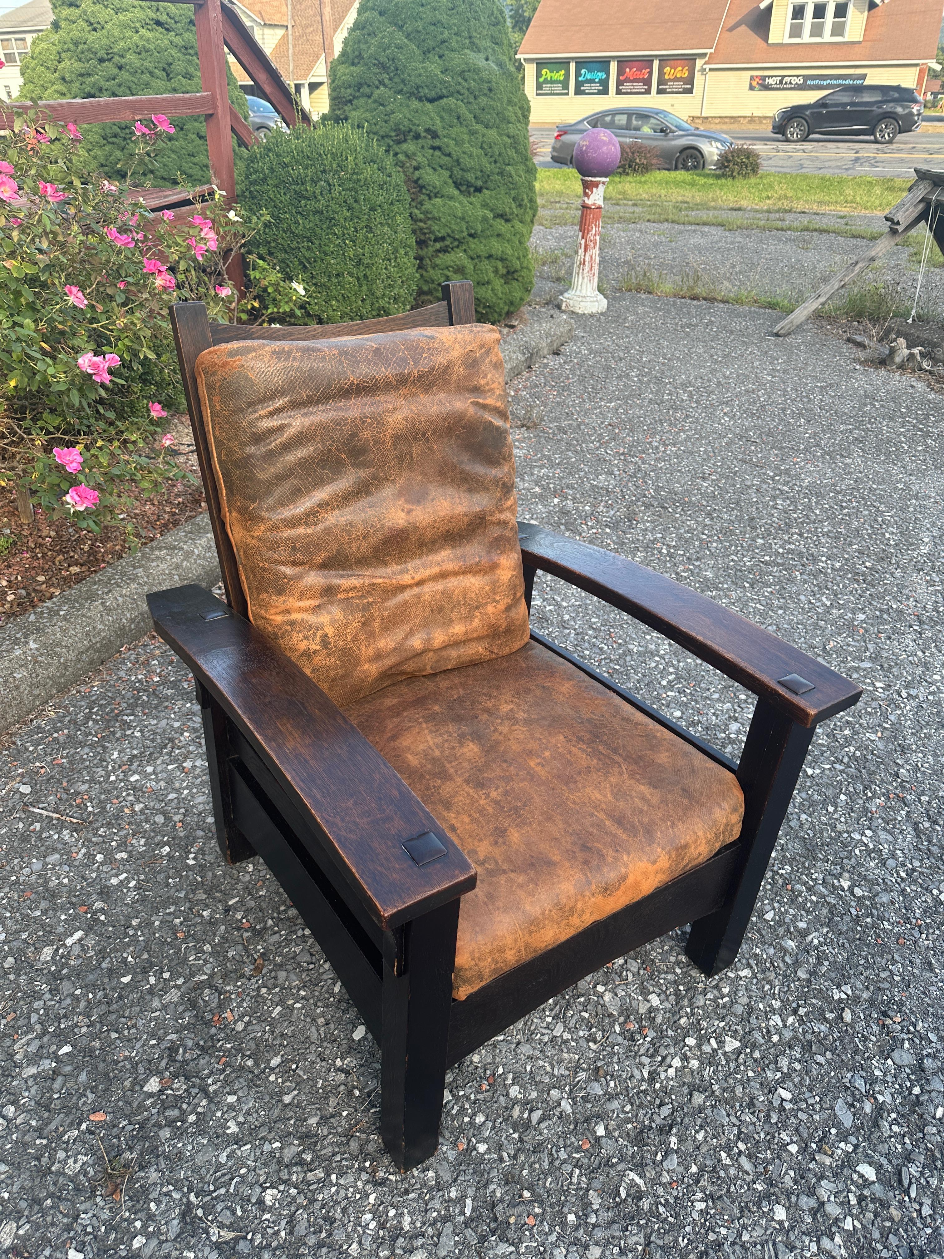 Antique GUSTAV STICKLEY  Special Morris Chair from 1901 - W7669   A SPECIAL SALE 13