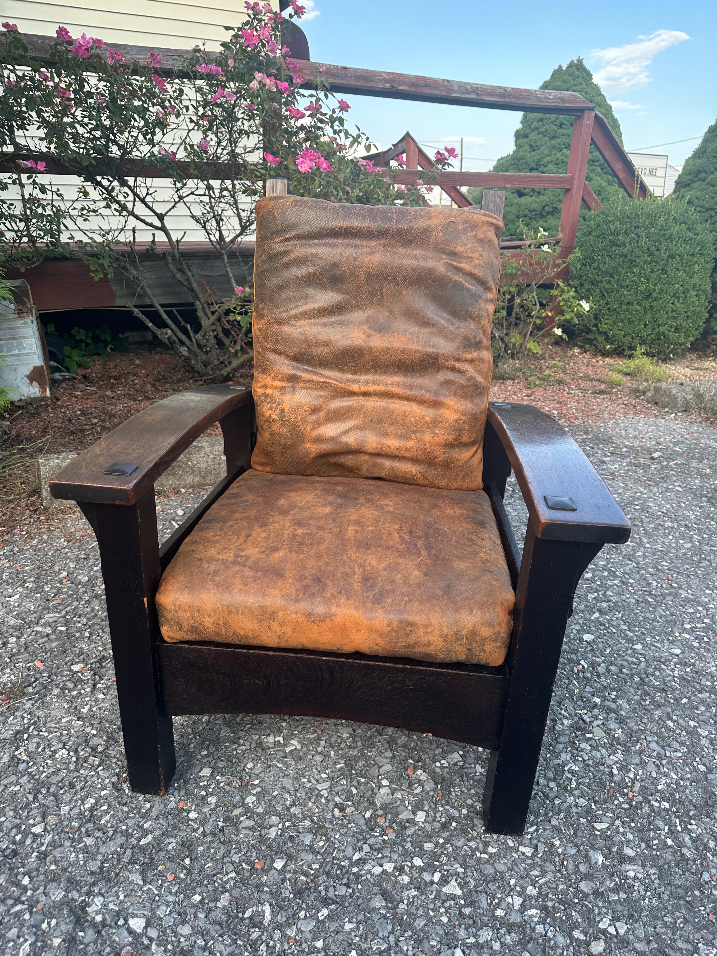Arts and Crafts Antique GUSTAV STICKLEY  Special Morris Chair from 1901 - W7669   A SPECIAL SALE