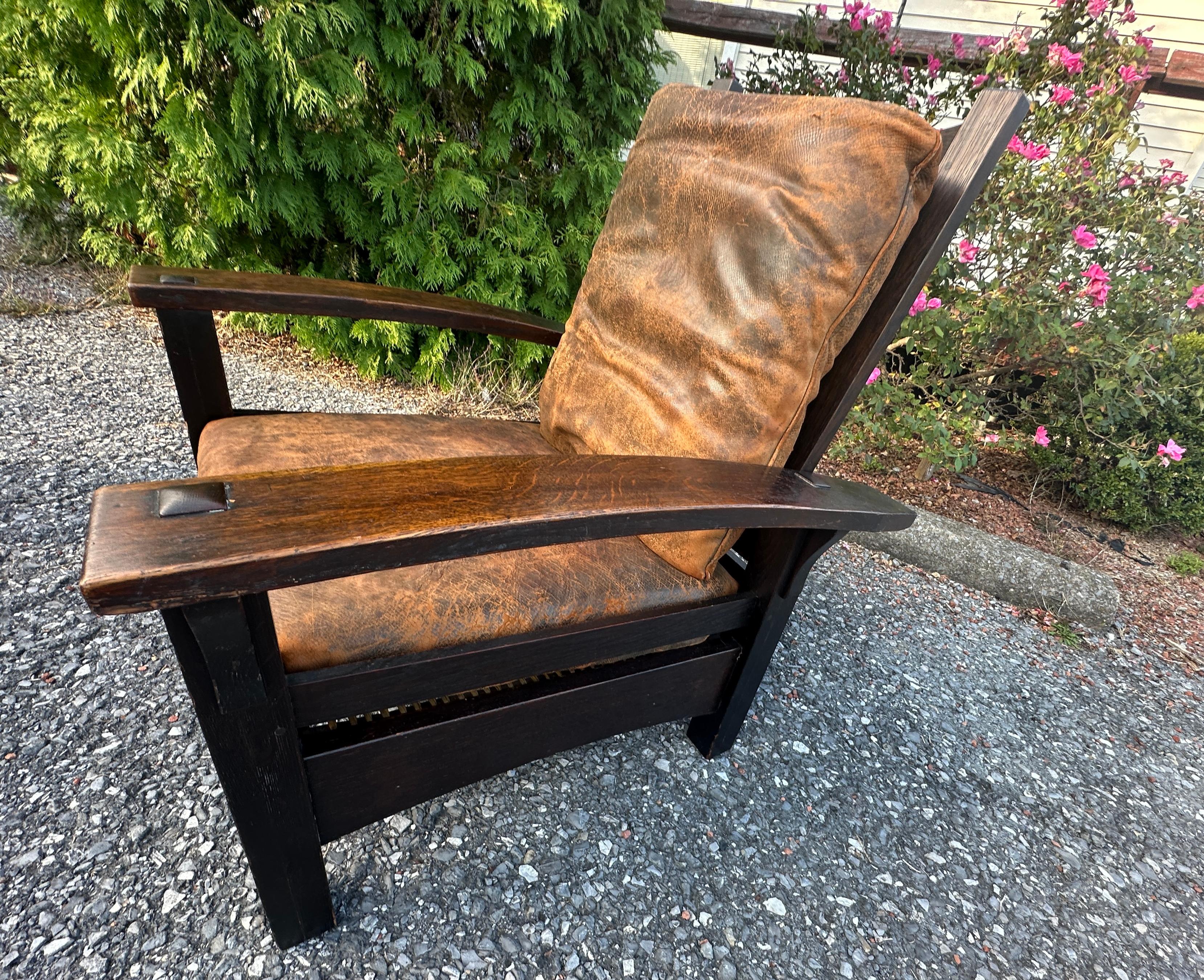 American Antique GUSTAV STICKLEY  Special Morris Chair from 1901 - W7669   A SPECIAL SALE