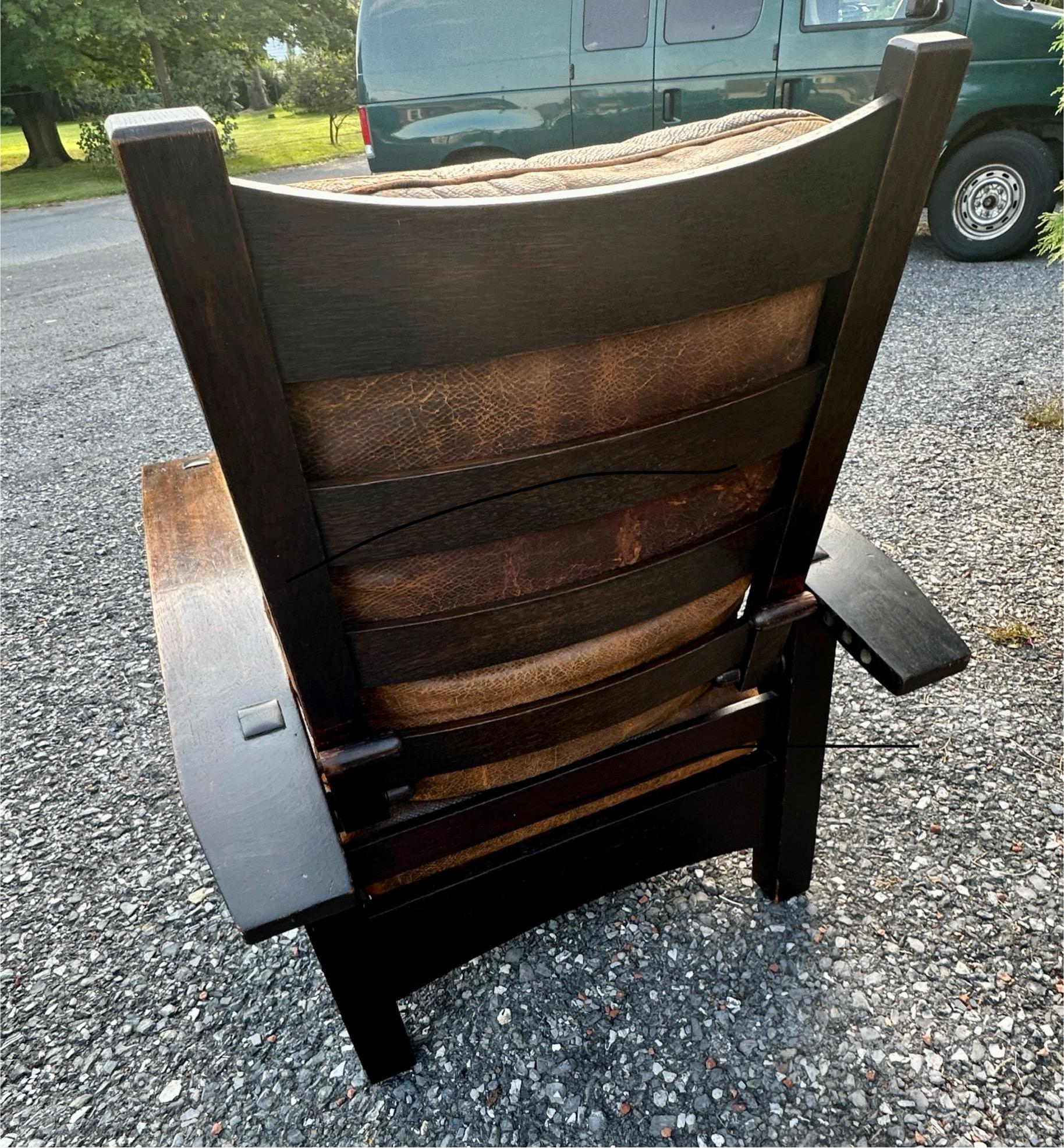 Early 20th Century Antique GUSTAV STICKLEY  Special Morris Chair from 1901 - W7669   A SPECIAL SALE