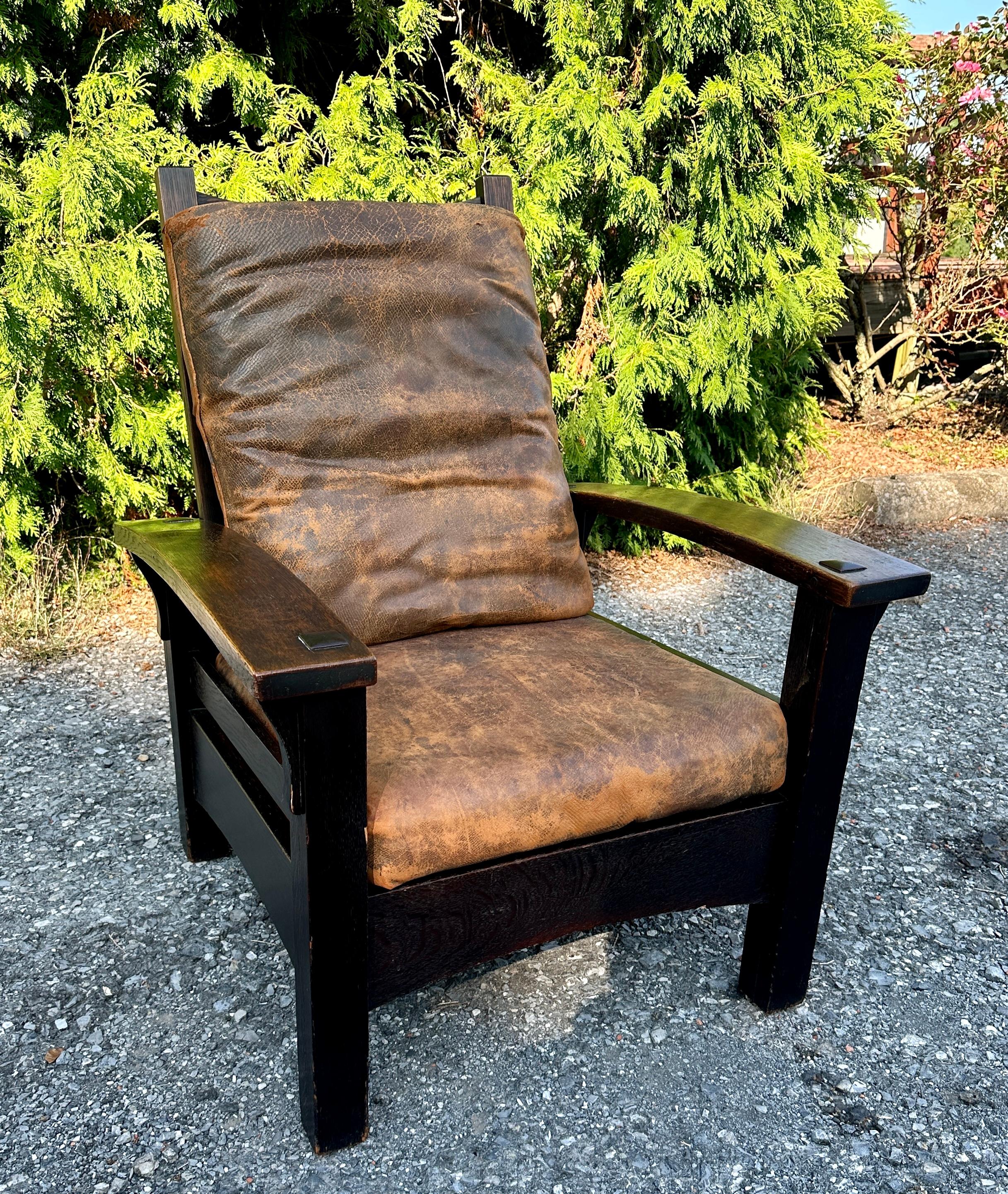 Antique GUSTAV STICKLEY  Special Morris Chair from 1901 - W7669   A SPECIAL SALE 1