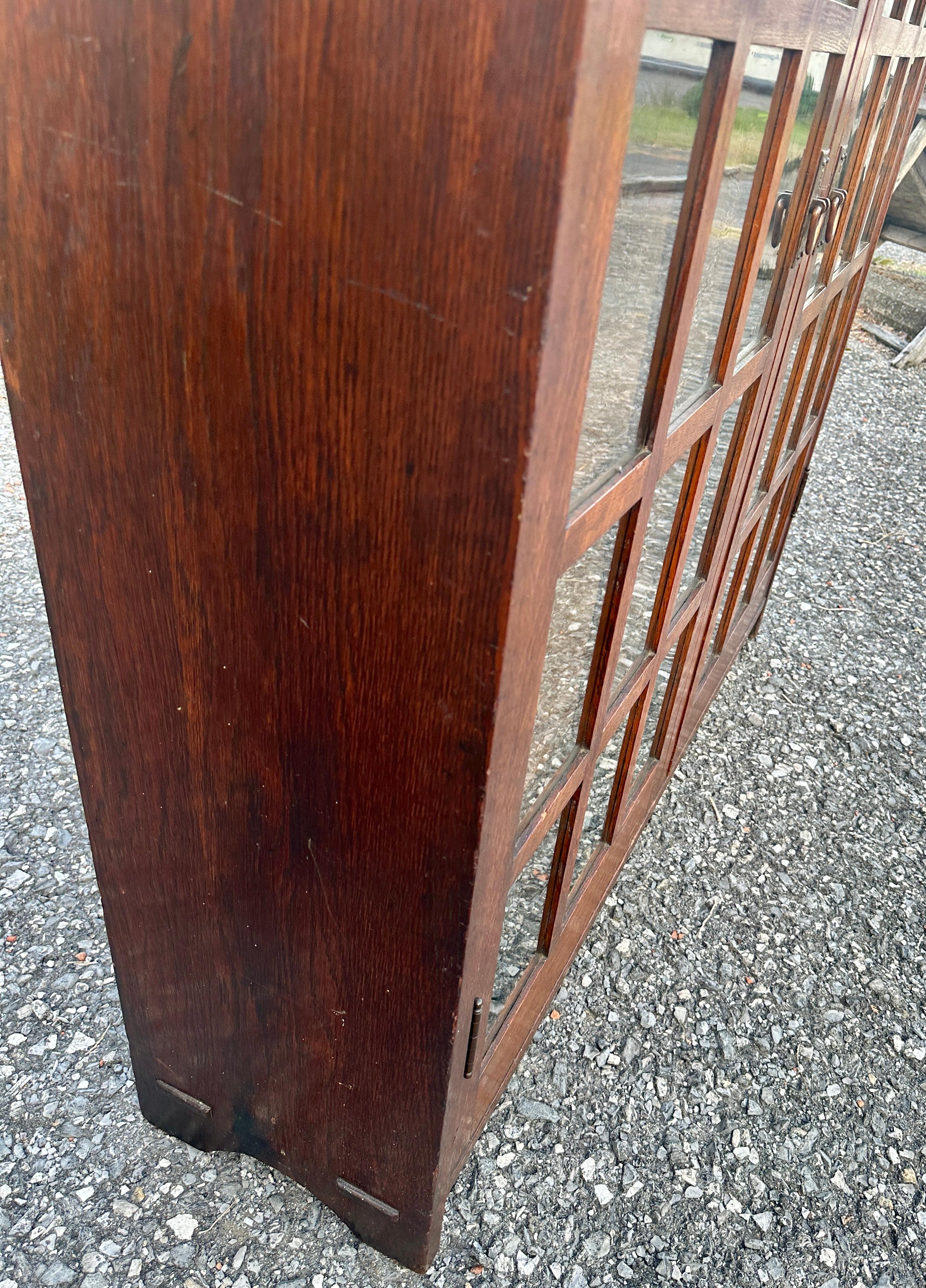Glass Antique Gustav Stickley  Bookcase, signed  w' paper label as pic       MUST SELL For Sale
