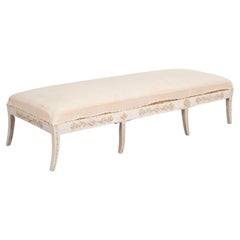 Used Gustavian Swedish White Painted Bench Settee from Sweden, circa