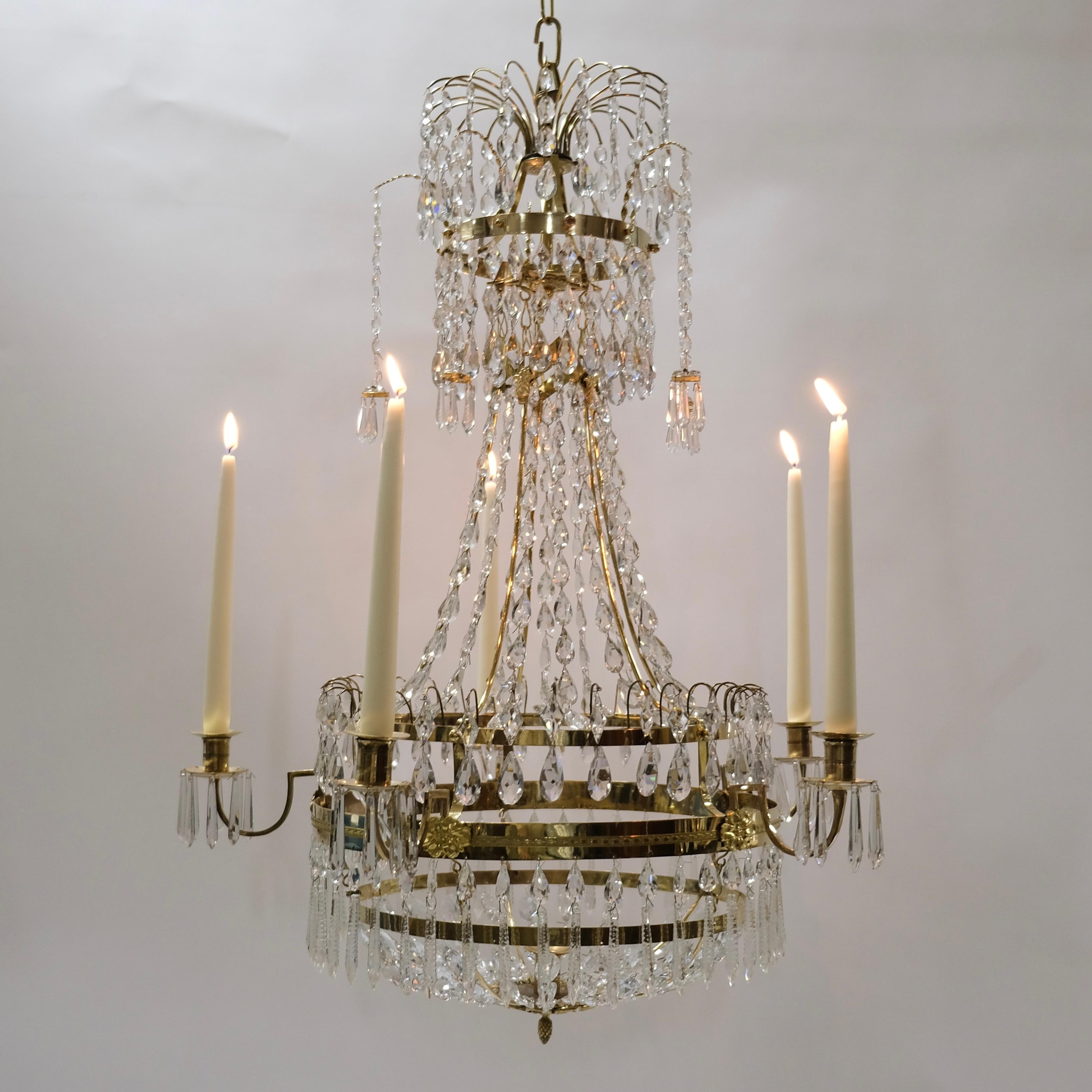 Swedish Antique Gustavian chandelier signed by Carl-Henric Brolin
