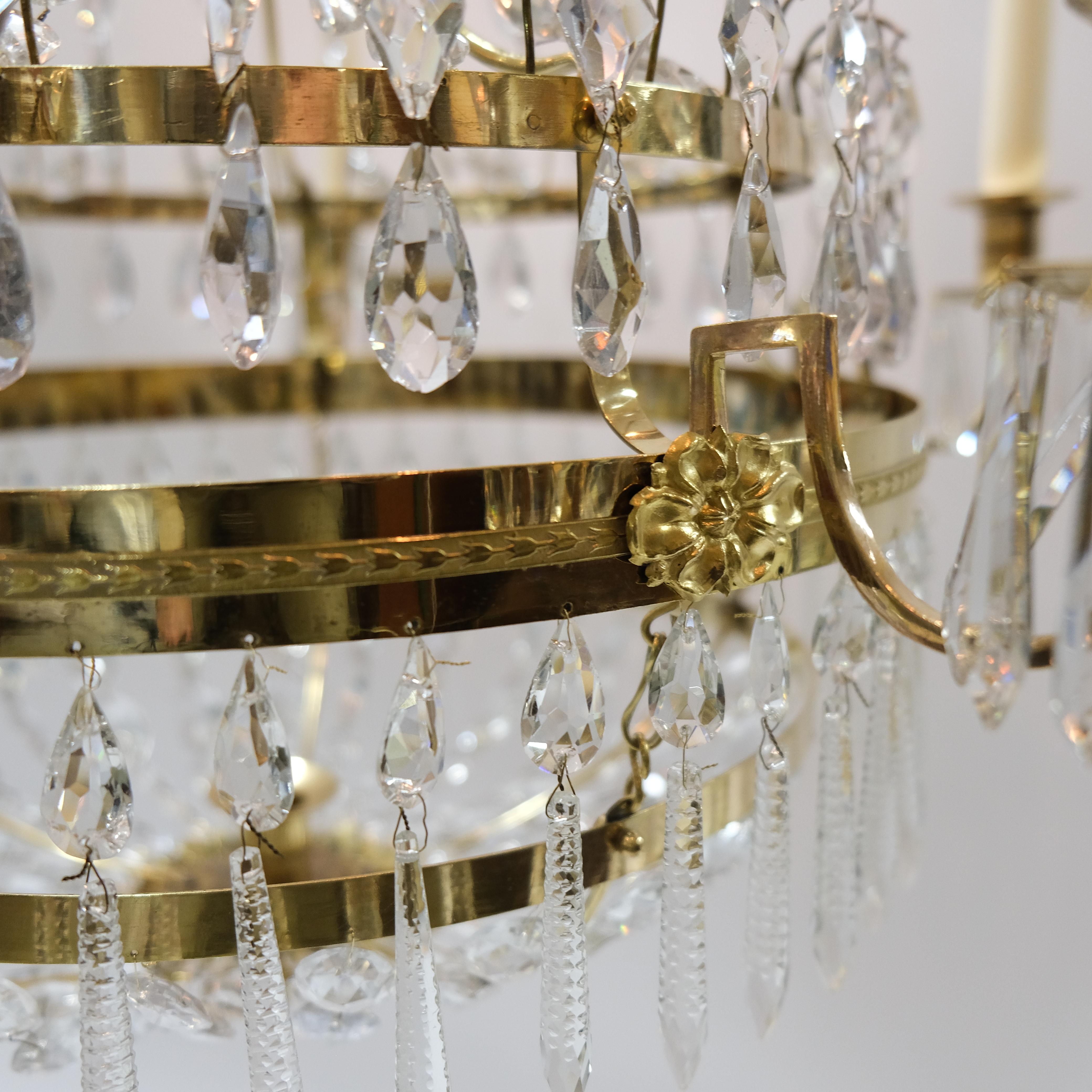 Brass Antique Gustavian chandelier signed by Carl-Henric Brolin