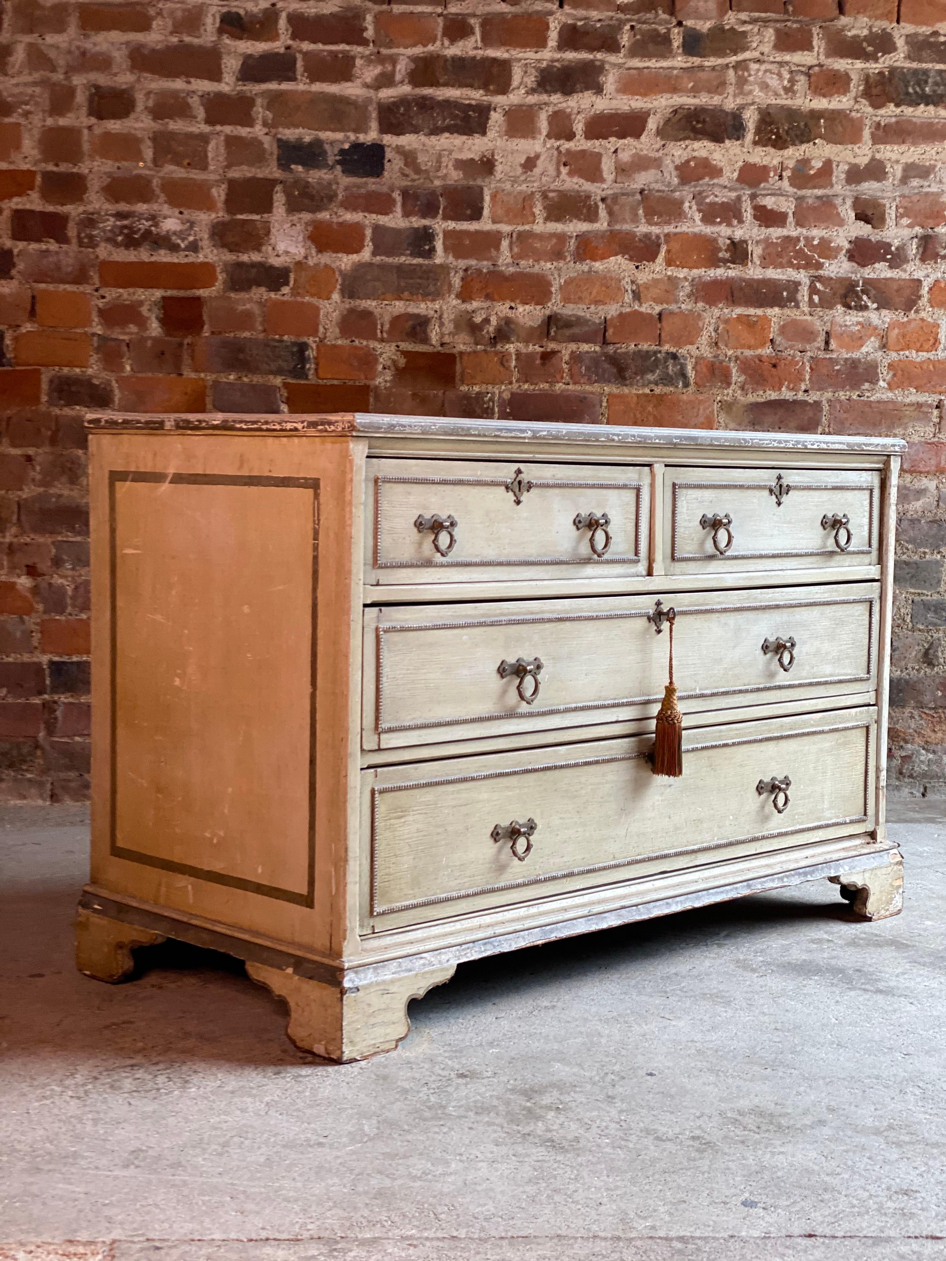 Antique Gustavian Chest of Drawers Commode, Swedish, 19th Century, circa 1870 In Distressed Condition In Longdon, Tewkesbury
