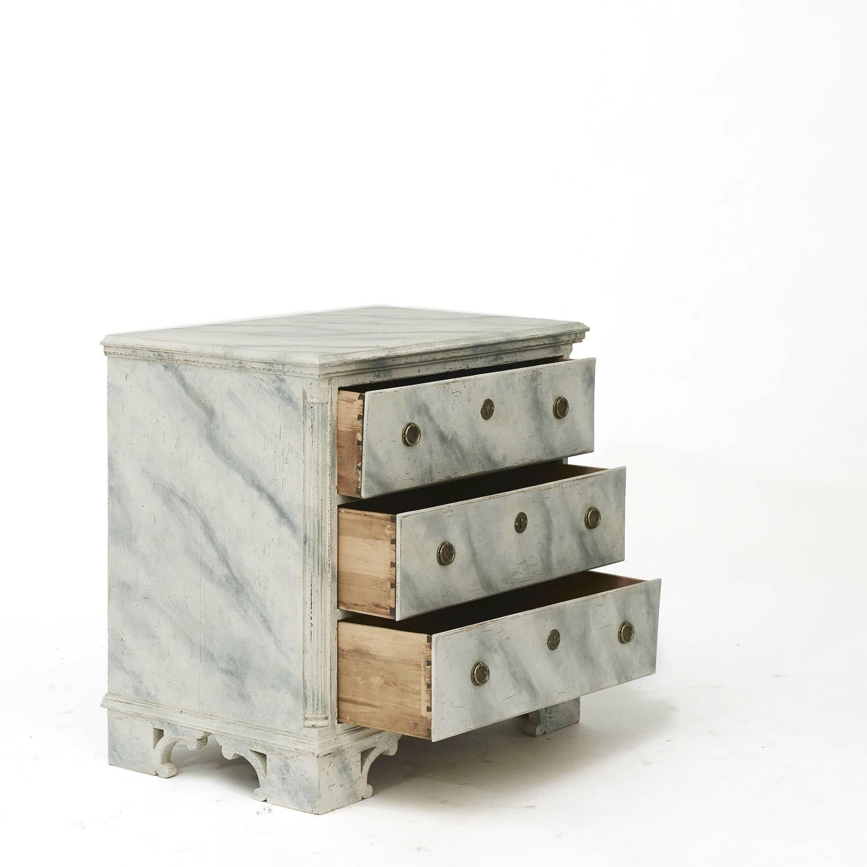 Swedish Antique Gustavian Chest Of Drawers, Gray Marbled. c  1780-1790 For Sale