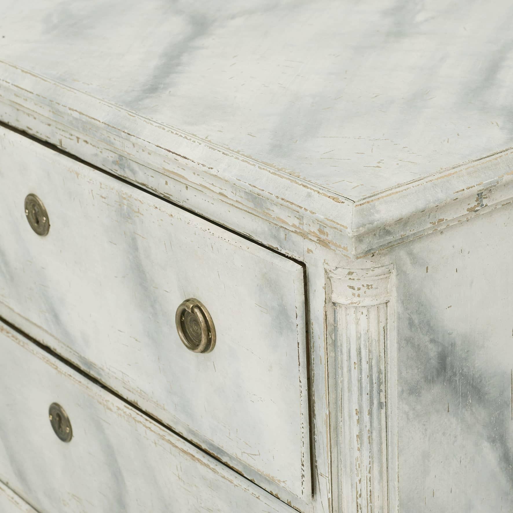 Painted Antique Gustavian Chest Of Drawers, Gray Marbled. c  1780-1790 For Sale