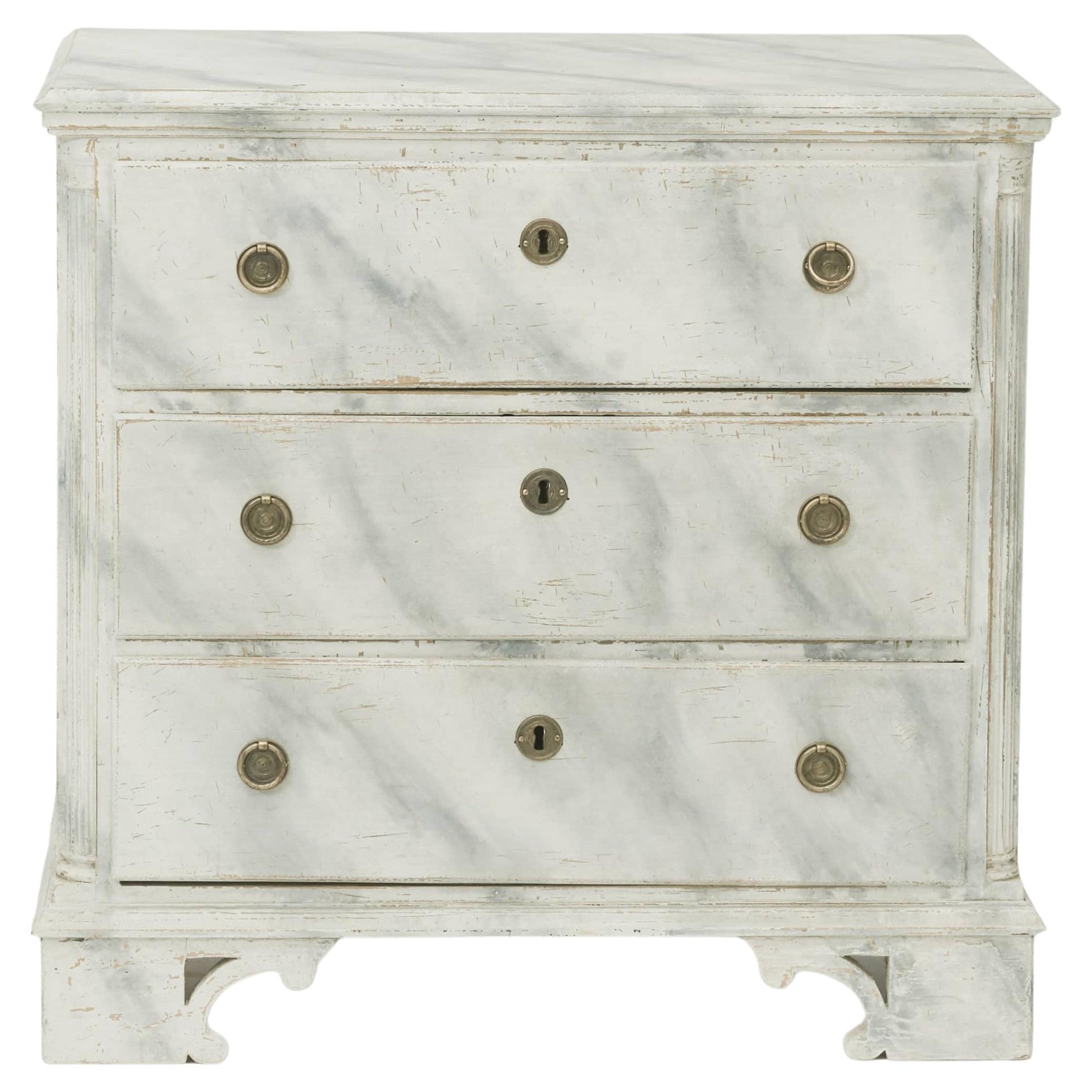 Antique Gustavian Chest Of Drawers, Gray Marbled. c  1780-1790 For Sale