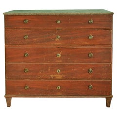 Antique Gustavian Chest-on-chest with Original Paint and Hardware, Sweden, 1780s