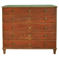 Vintage Gustavian Chest-on-chest with Original Paint and Hardware, Sweden, 1780s