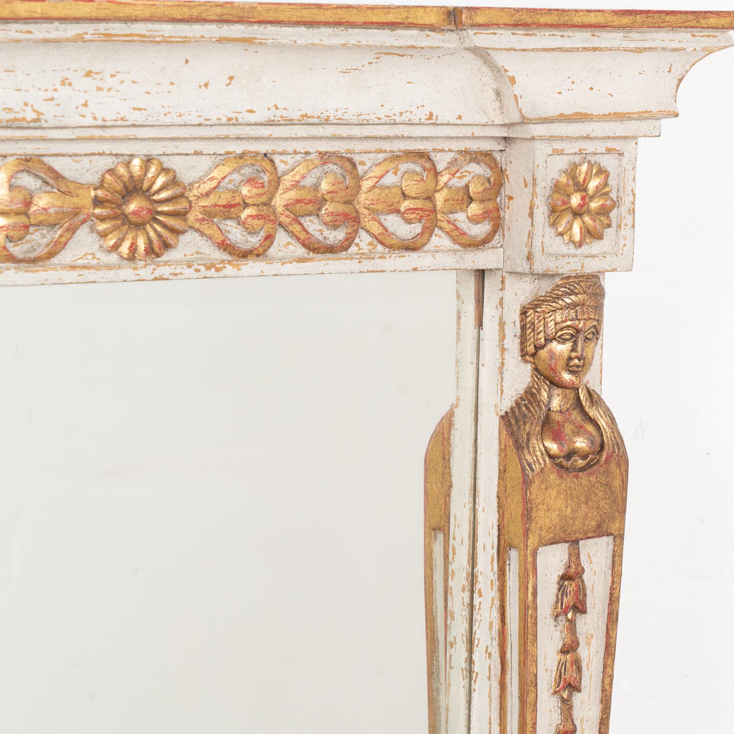 19th Century Antique Gustavian Gray and Gold Mirror, Sweden circa 1880 For Sale