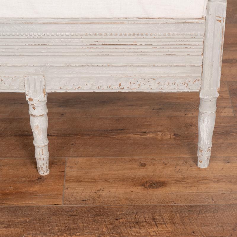 Antique Gustavian Gray Painted Bench from Sweden For Sale 5