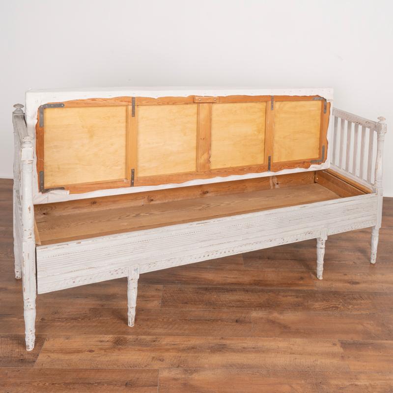 Swedish Antique Gustavian Gray Painted Bench from Sweden For Sale